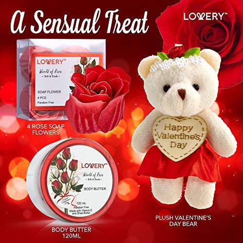 Luxury Spa Gift Basket for Women - Rose Scented Bath & Body Set with Bubble Bath, Body Butter, Bath Salts, Shower Gel, Flower Soaps & Teddy Bear | Birthday Gifts for Her, Mother's Day Present, Relaxation & Self-Care Package