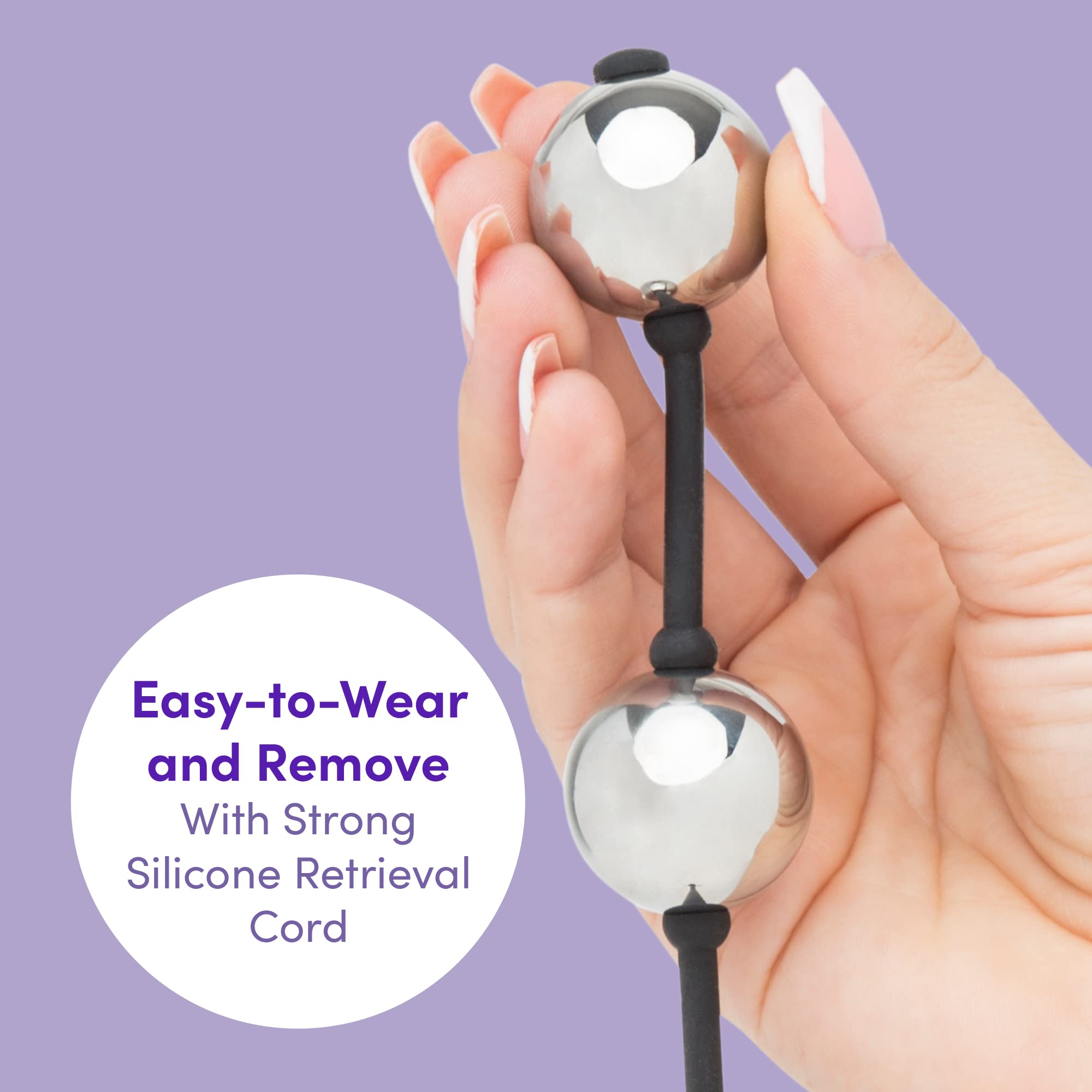Fifty Shades of Grey Inner Goddess Silver Kegel Balls - 221g Weighted Vaginal Exercise Weights for Women's Pelvic Floor Strength Training - Perfect for Postpartum Recovery & Sexual Wellness