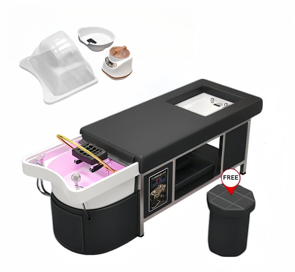 Premium Greenlife Paramount Thai Japanese Head Spa Bed with Backwash Shampoo Sink & Foot Bath - Professional Salon & Spa Massage Table for Relaxation & Hair Care Treatments