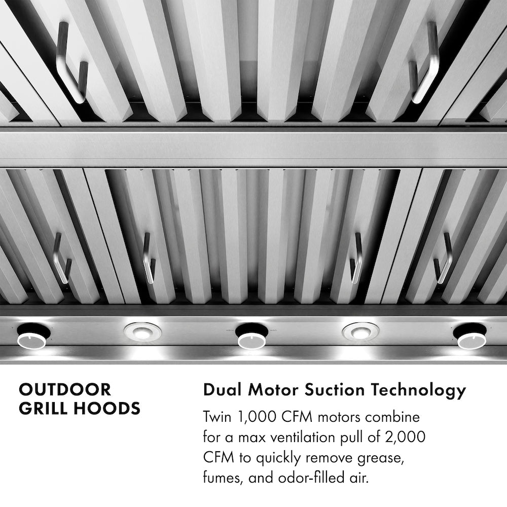 ZLINE 60 Inch Stainless Steel Island Mount Outdoor Grill Hood - GOi1 60 Model - Heavy Duty Range Hood for BBQ, Patio & Backyard Cooking - Perfect for Outdoor Kitchens & Entertaining Guests