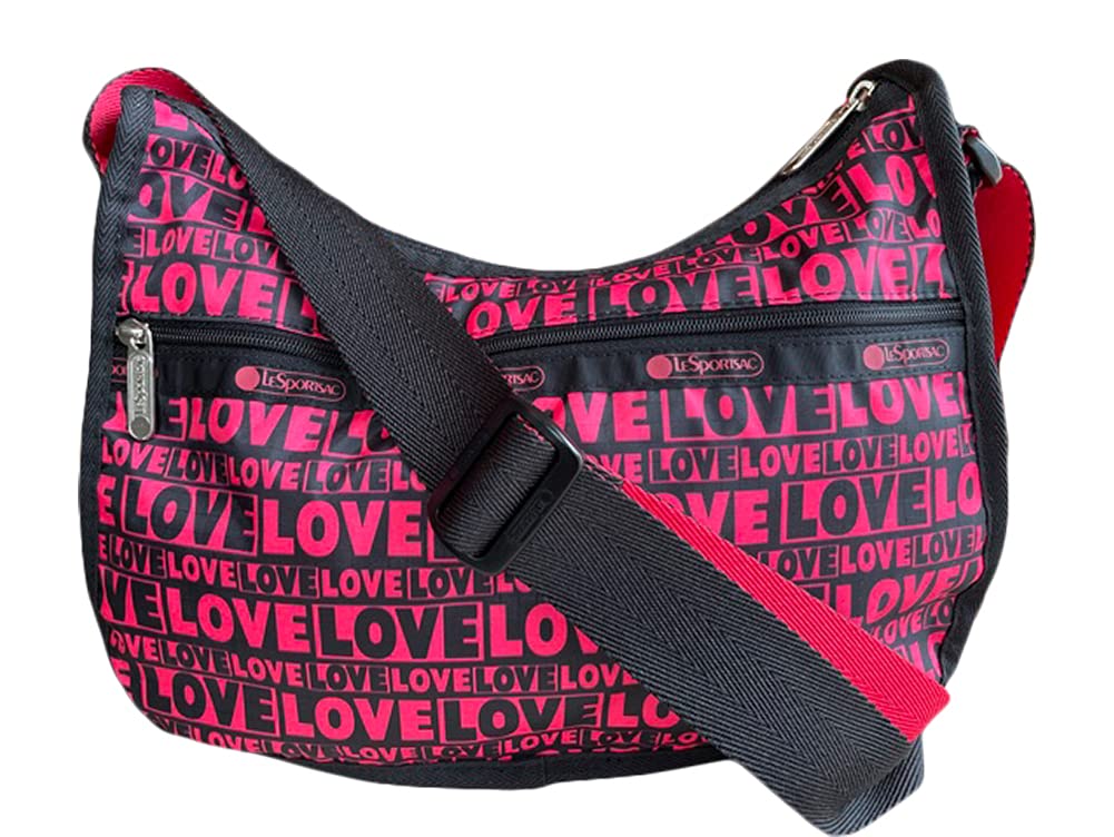 LeSportsac Only Love Classic Hobo Crossbody Bag with Matching Cosmetic Pouch - Style 7520 in Floral Print (Color F909) | Perfect for Travel, Work & Everyday Use