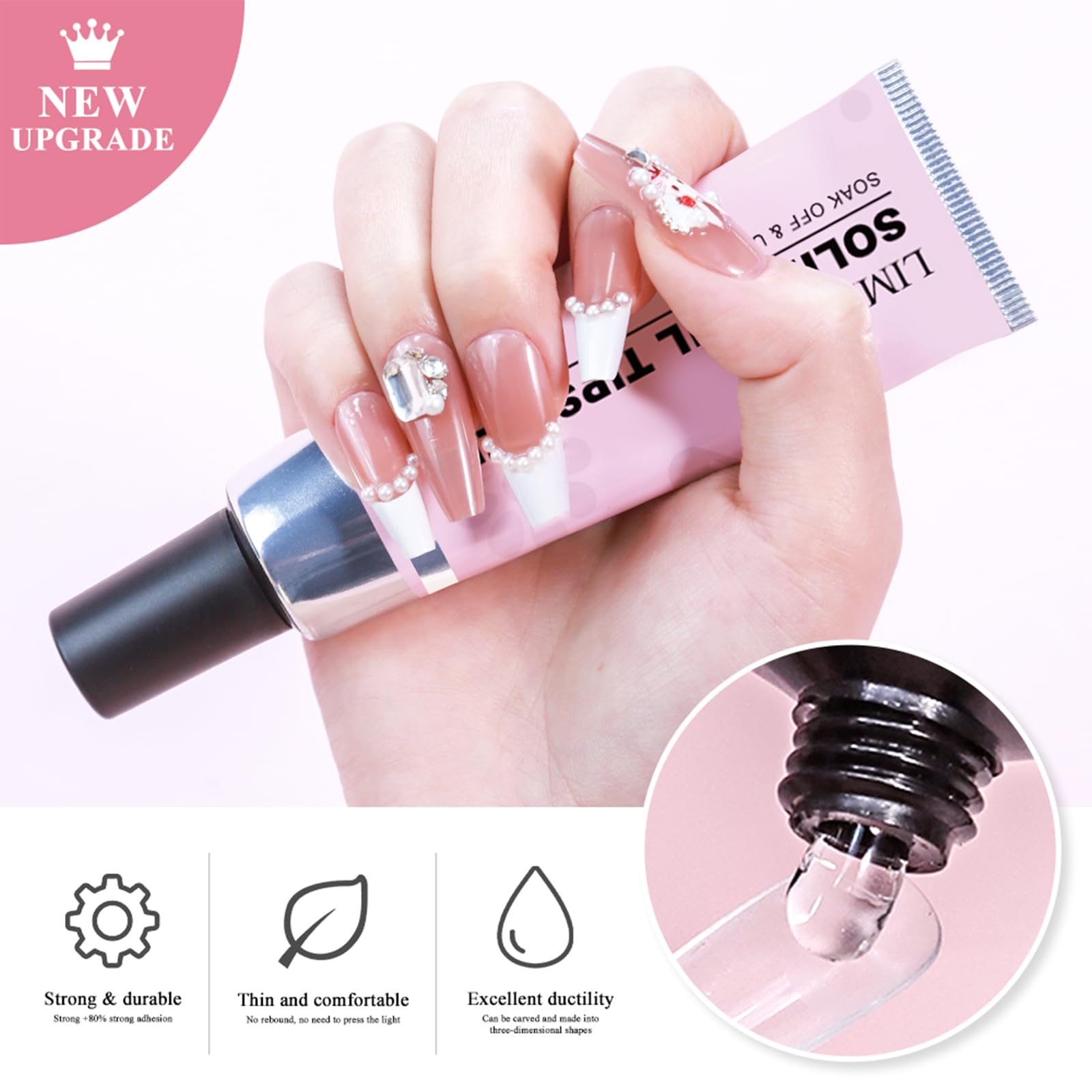 LIMEGIRL Professional Solid Nail Glue Gel Kit with UV Lamp & Nail Glue Remover - Long-Lasting 30+ Days Fake Nail Adhesive for Press On Nails, Salon Quality Manicure Set - Perfect for Home Nail Art, DIY Manicures & Professional Salon Use