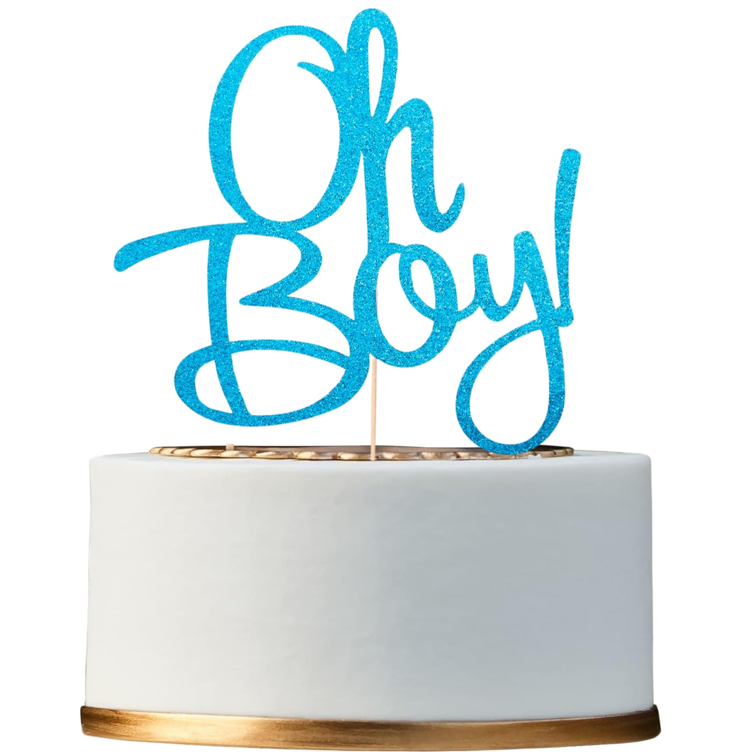 Glitter Blue 'Oh Boy' Cake Topper - Baby Shower Decoration for Boy Gender Reveal, Birthday Party & Nursery Theme | Perfect for It's A Boy Celebrations, Cupcake Decor & Gender Reveal Party Supplies