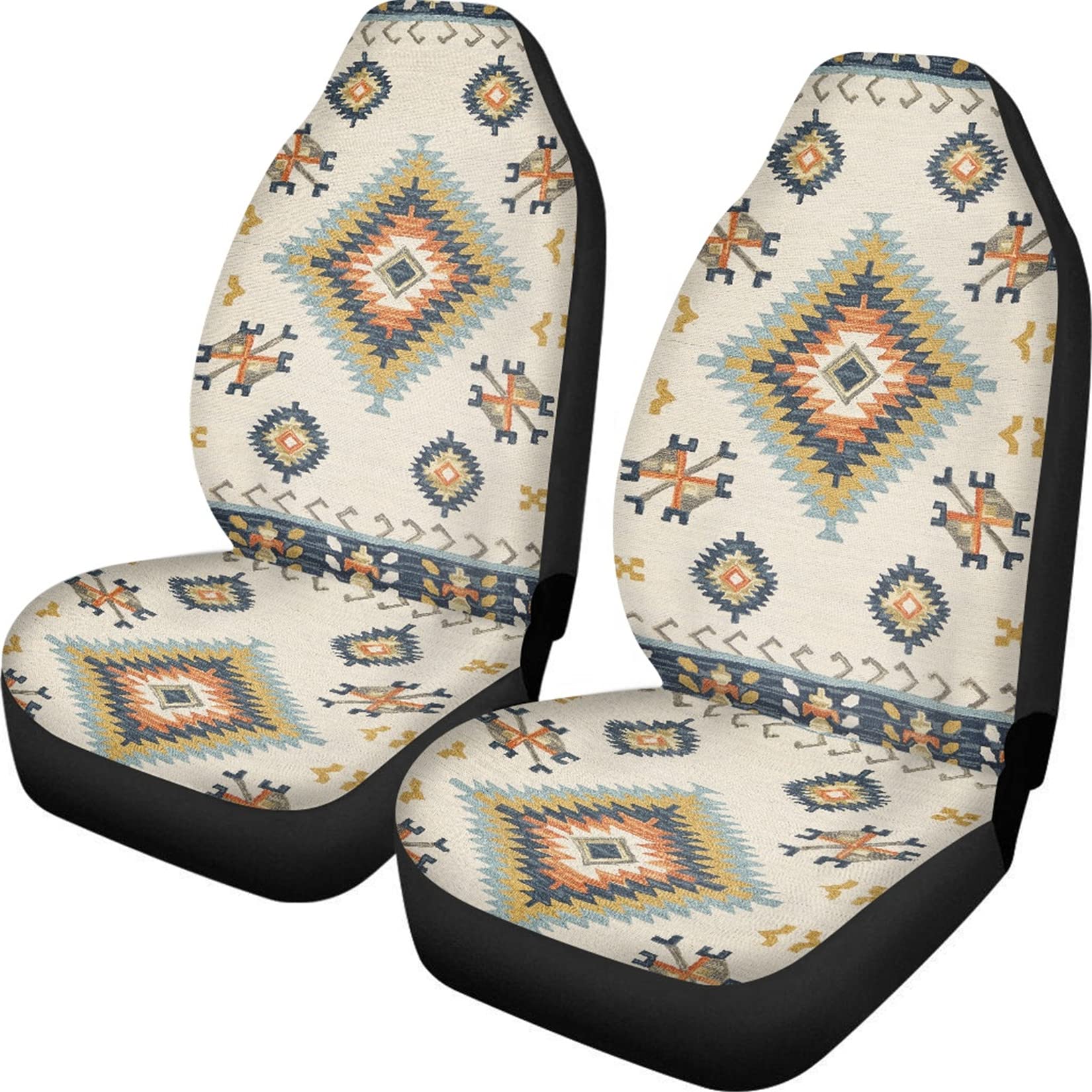 YSTARDREAM Universal Car Seat Covers Full Set of 2 - Geometric Pattern Auto Seat Protectors for Women & Men - Fits SUV, Truck, Sedan, Van - Comfortable & Stylish Interior Upgrade for Daily Commute & Road Trips