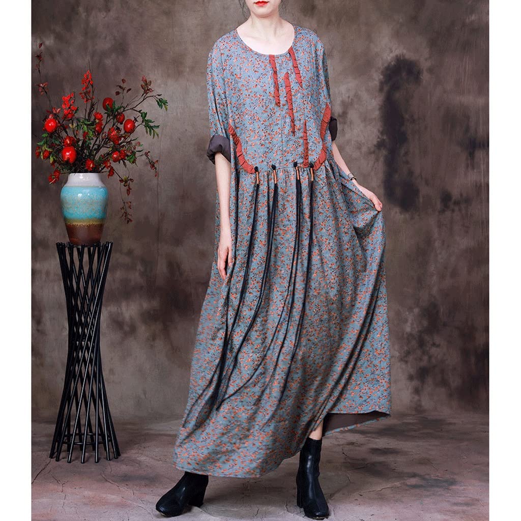 Elegant Floral Print Silk Wrinkle Dress - 3D Decorative Long Maxi Skirt for Women (One Size, Color A) | Perfect for Weddings, Parties & Special Occasions