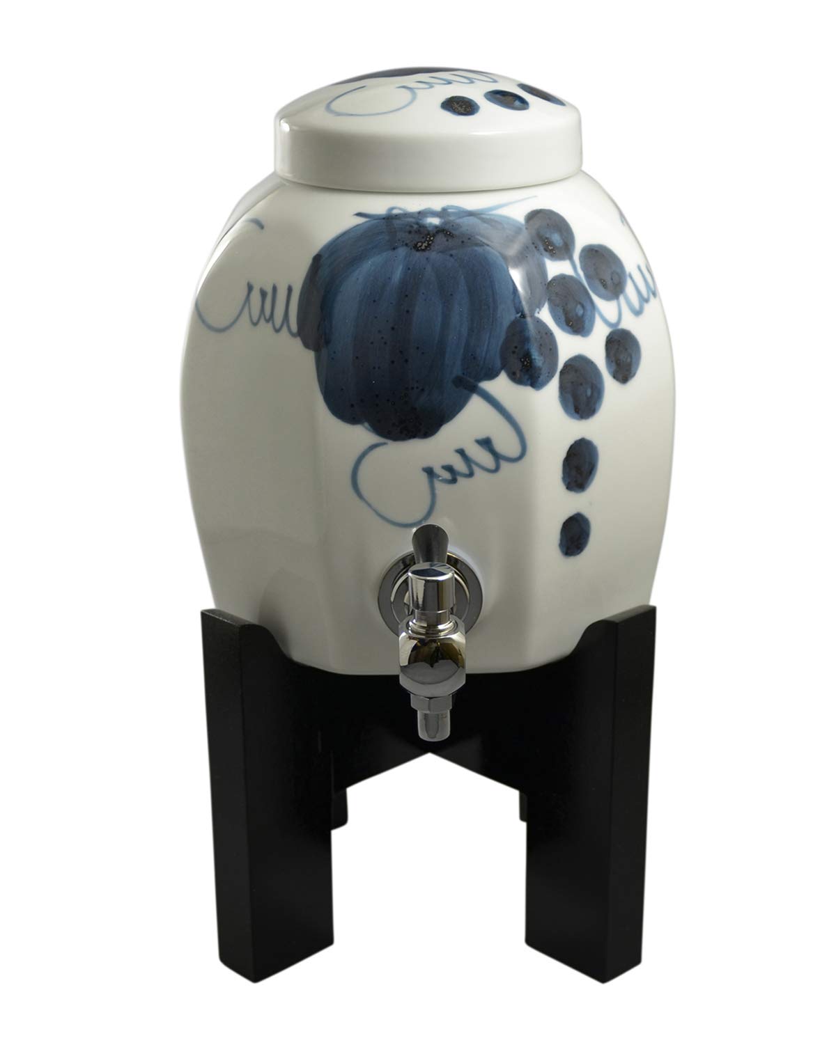 Arita Ware SYO-301 Japanese Shochu Server Set with 2 Cups - Handcrafted White Ceramic with Chamfered Edges & Grape Design - Perfect for Sake, Soju or Cocktail Serving at Home Bars, Restaurants or Gifts