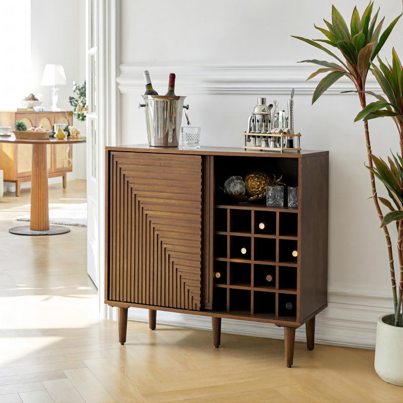 Archie 34-Inch Tall 2-Door Multifunctional Bar Cabinet with Adjustable Shelves - Modern Home Bar Storage for Living Room, Dining Room or Office (Optional Styles Available)