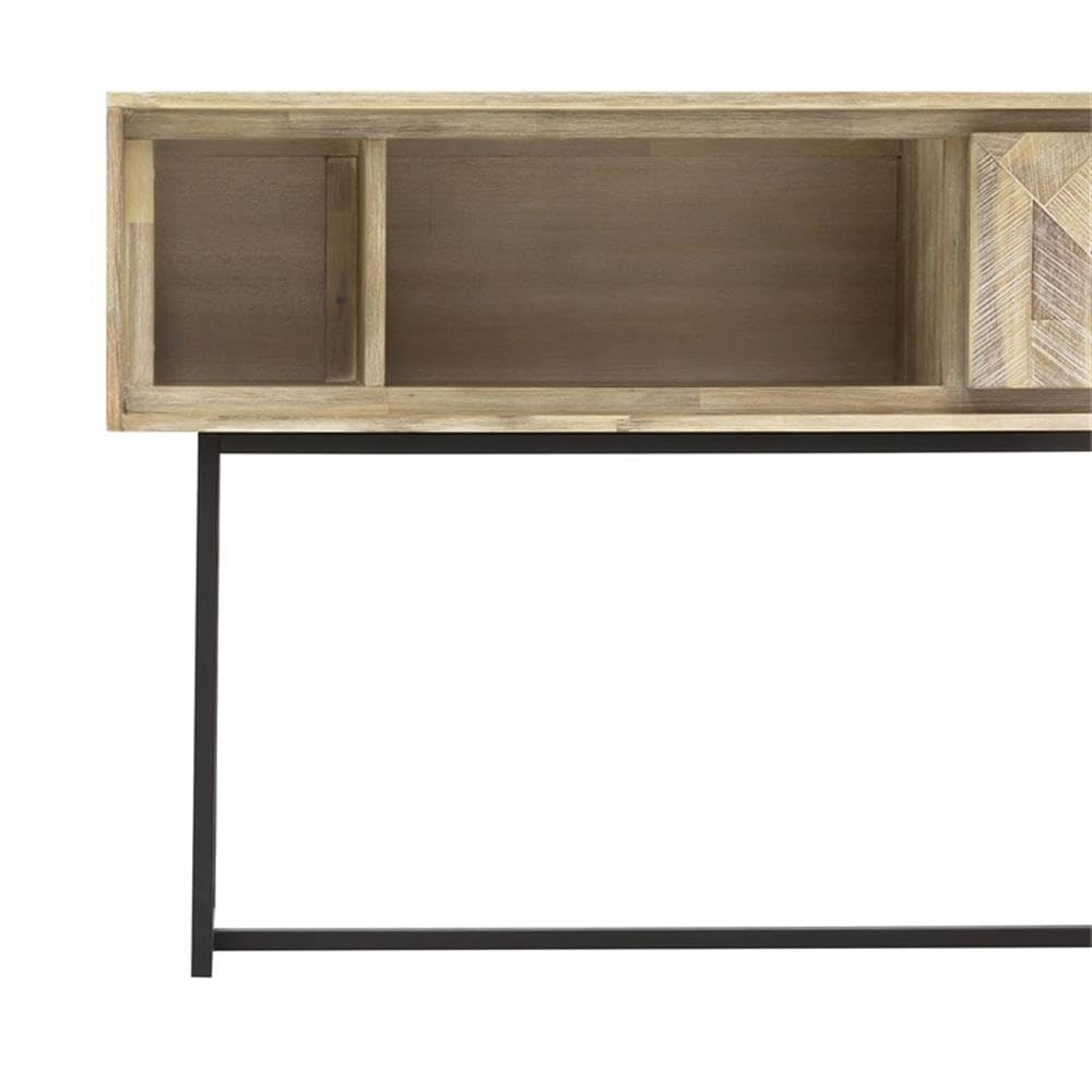 Armen Living Peridot 1-Drawer Writing Desk in Natural Acacia Wood - Modern Home Office Desk for Small Spaces & Study Rooms
