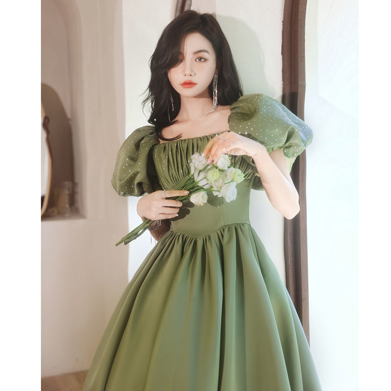 Elegant Green Satin A-Line Prom Dress for Women - Cute Formal Party Gown 697 - Perfect for Homecoming, Prom Night & Special Occasions