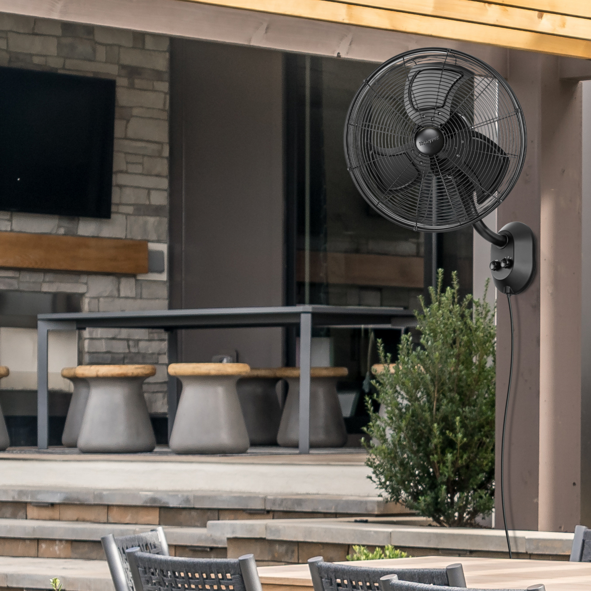 Honeywell 53030-98 Indoor/Outdoor Wet Rated Wall Mount Fan - Quiet, Durable & Weatherproof for Patio, Garage, and Workshop Ventilation