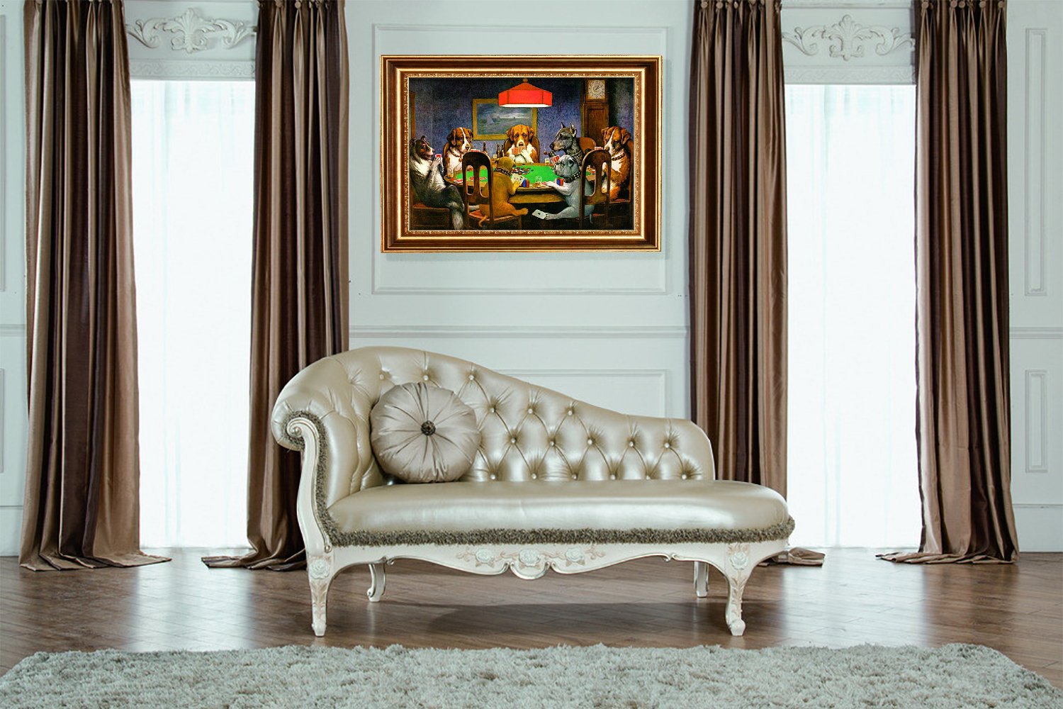 ELITEART Dogs Playing Poker by Cassius Marcellus Coolidge - Premium Giclee Canvas Art Print, Framed Wall Decor (28x35 Inches) - Perfect for Living Room, Game Room or Man Cave Decor