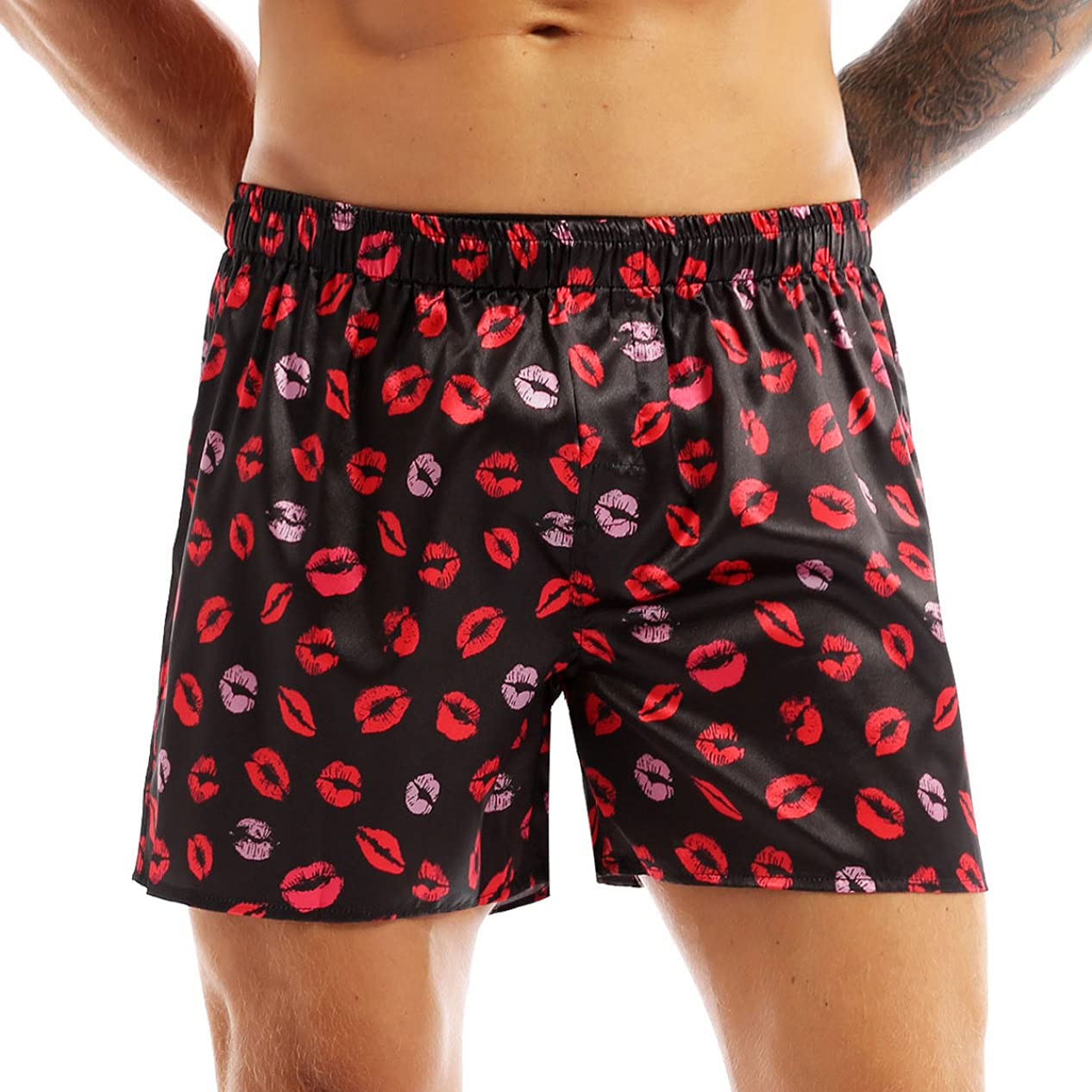 Loloda Men's Silky Satin Boxer Shorts - Soft Breathable Lounge Underwear for Sleep, Halloween Pajamas & Comfortable Home Wear