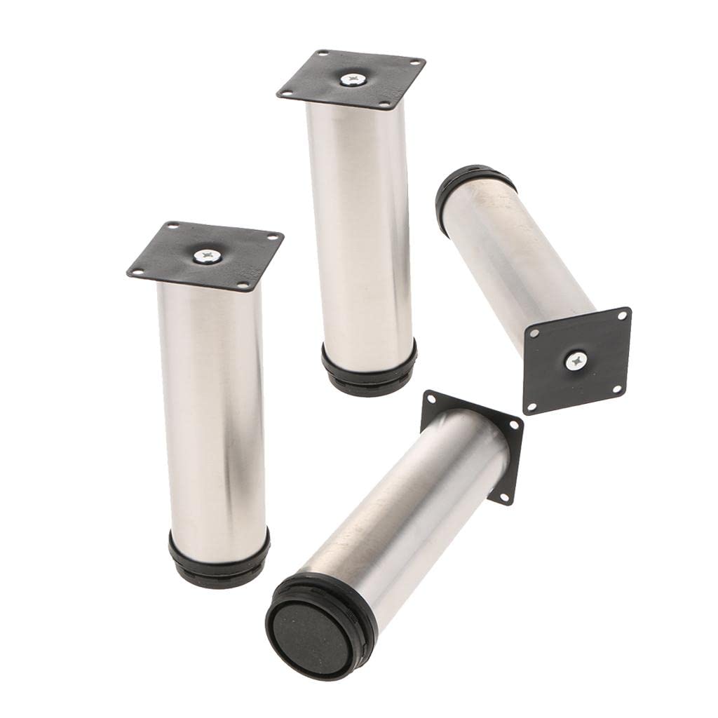 Newmind 5cm Round Adjustable Stainless Steel Furniture Legs - 18cm Height (4pcs Set) for Cabinets, Tables, Chairs & Sofas - Durable Metal Feet for Home Office & Kitchen Furniture