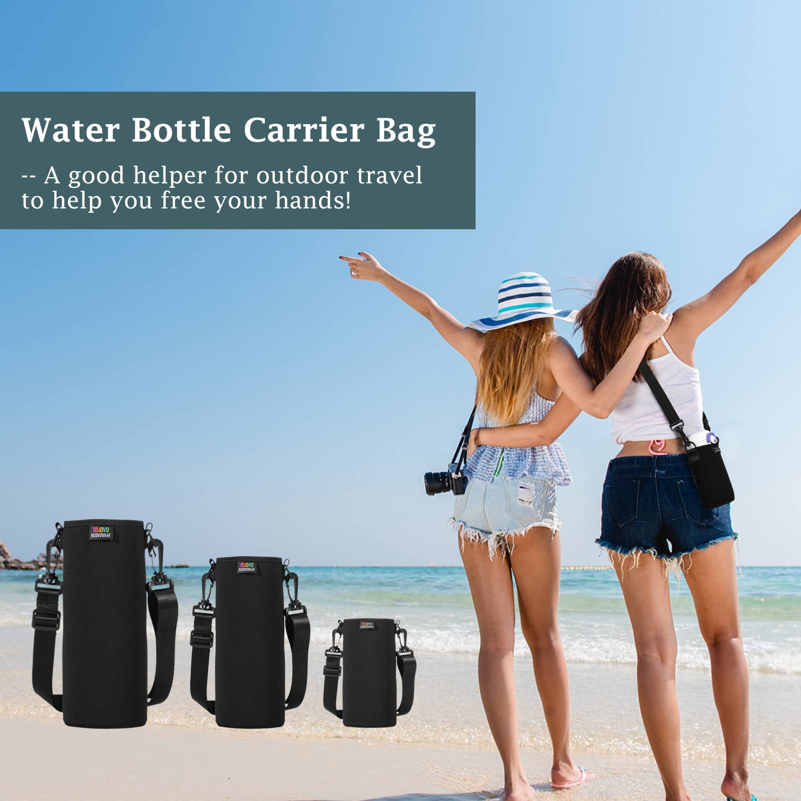 Premium Neoprene Insulated Water Bottle Carrier Bag with Adjustable Shoulder Strap - Portable Sling Holder for Hiking, Gym & Travel - Nuovoware