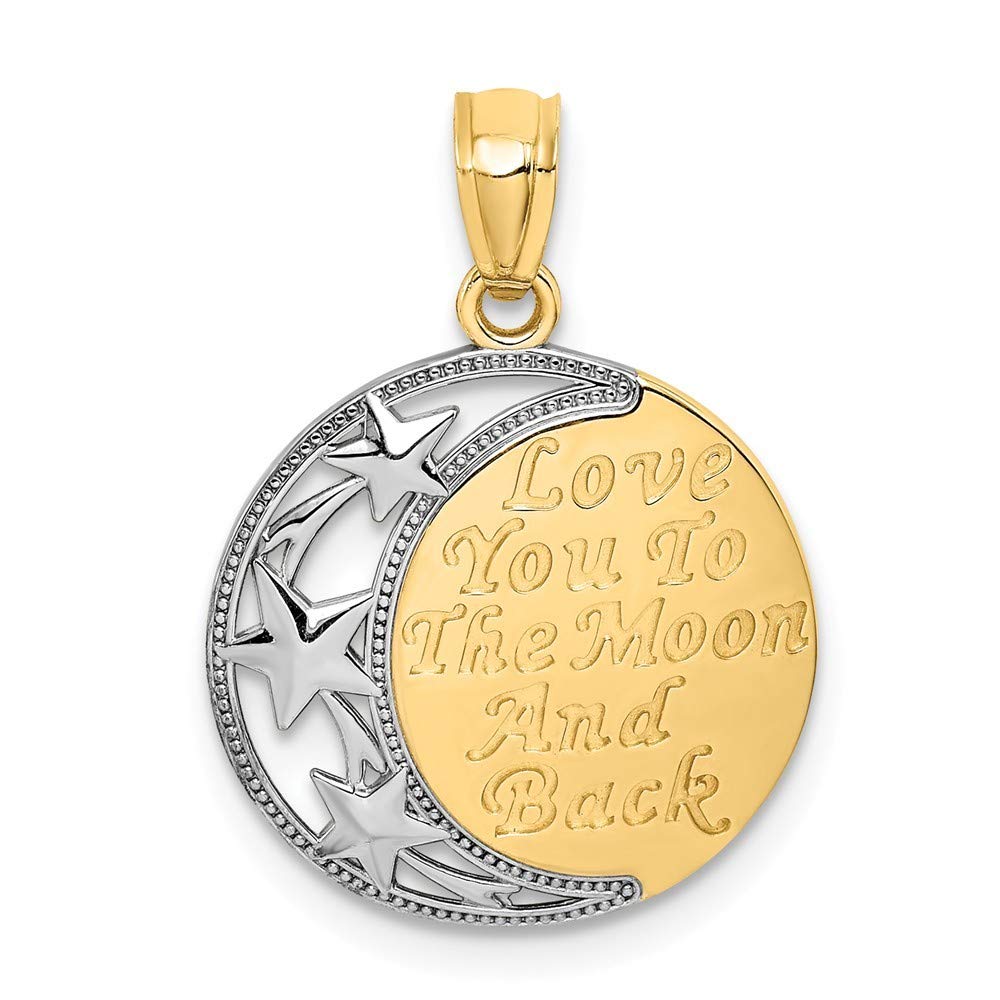 14K White Rhodium Celestial Moon and Star Pendant Necklace for Women - Elegant Gold Plated Jewelry Gift for Birthday, Anniversary & Valentine's Day - Perfect for Date Night, Party & Special Occasions