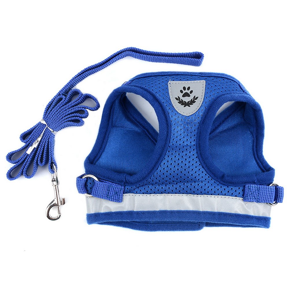 **Zunea No-Pull Reflective Adjustable Dog Harness & Leash Set - Soft Mesh Padded Step-in Vest for Small Dogs & Puppies - Escape-Proof Cat Harness for Walking - Blue (Ideal for Outdoor Adventures, Daily Walks & Pet Training)**