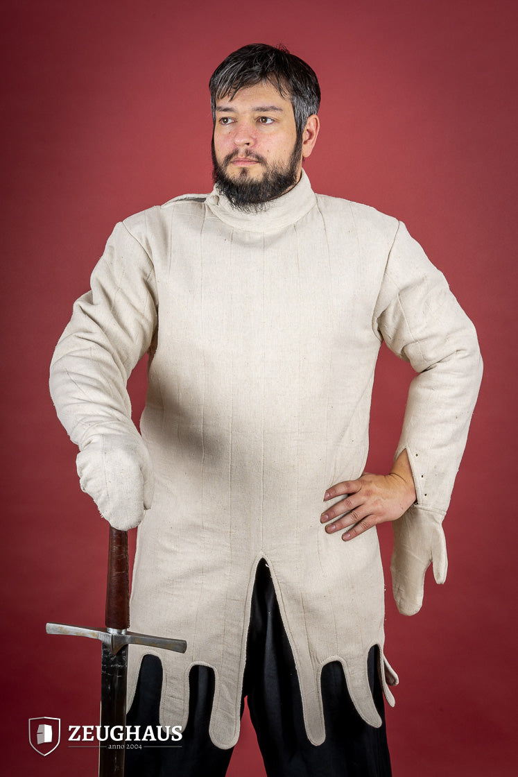 Medieval Light Gambeson with Mittens - Natural Linen Armor for LARP, Cosplay & Historical Reenactment