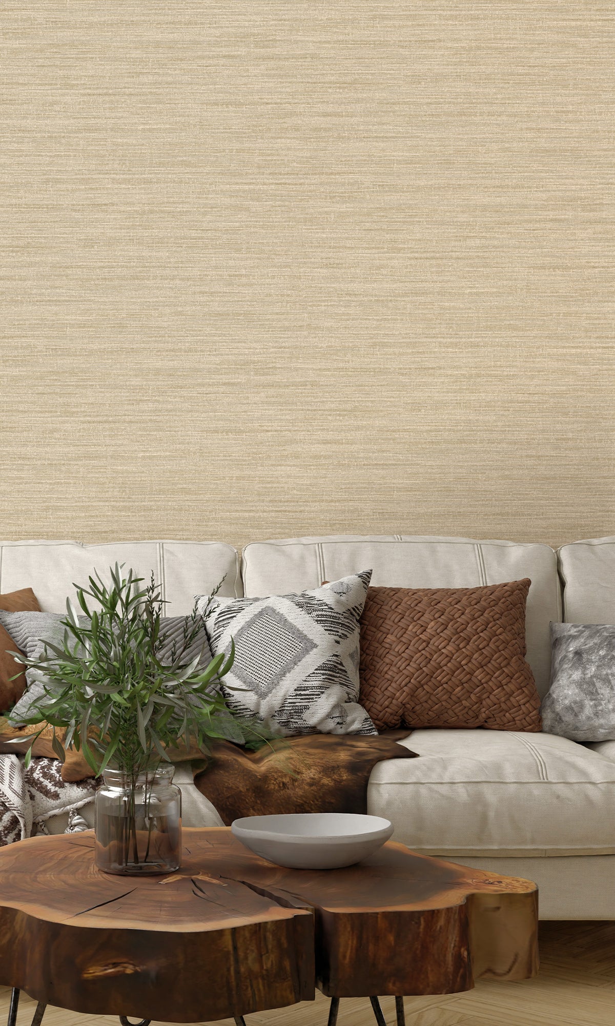 Handwoven Cream Textured Wallpaper R9714 - Elegant & Durable for Living Room, Bedroom & Office Decor