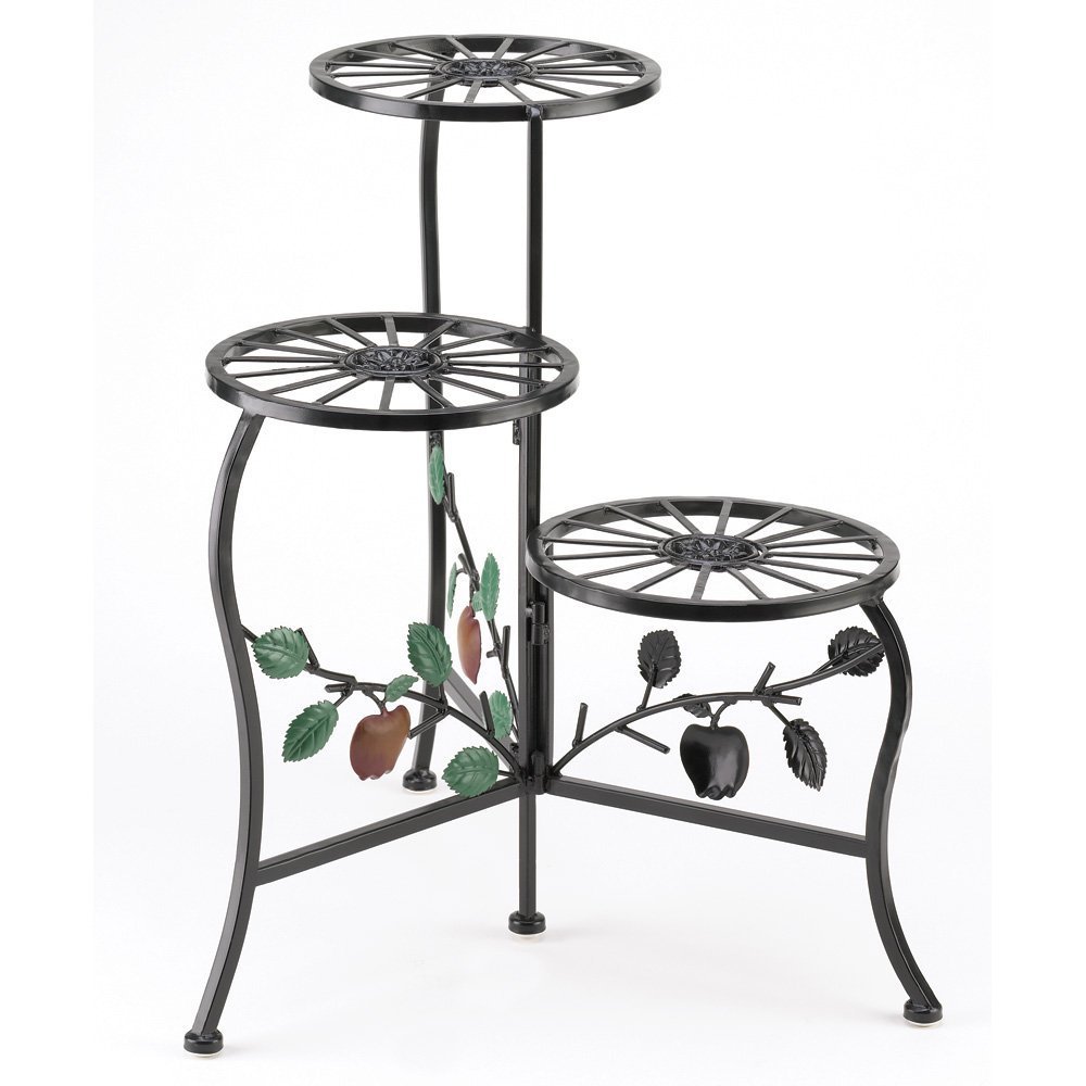 Rustic Country Apple Plant Stand - Vintage Wooden Plant Holder for Indoor & Outdoor Decor - Perfect for Farmhouse, Garden, and Patio Use