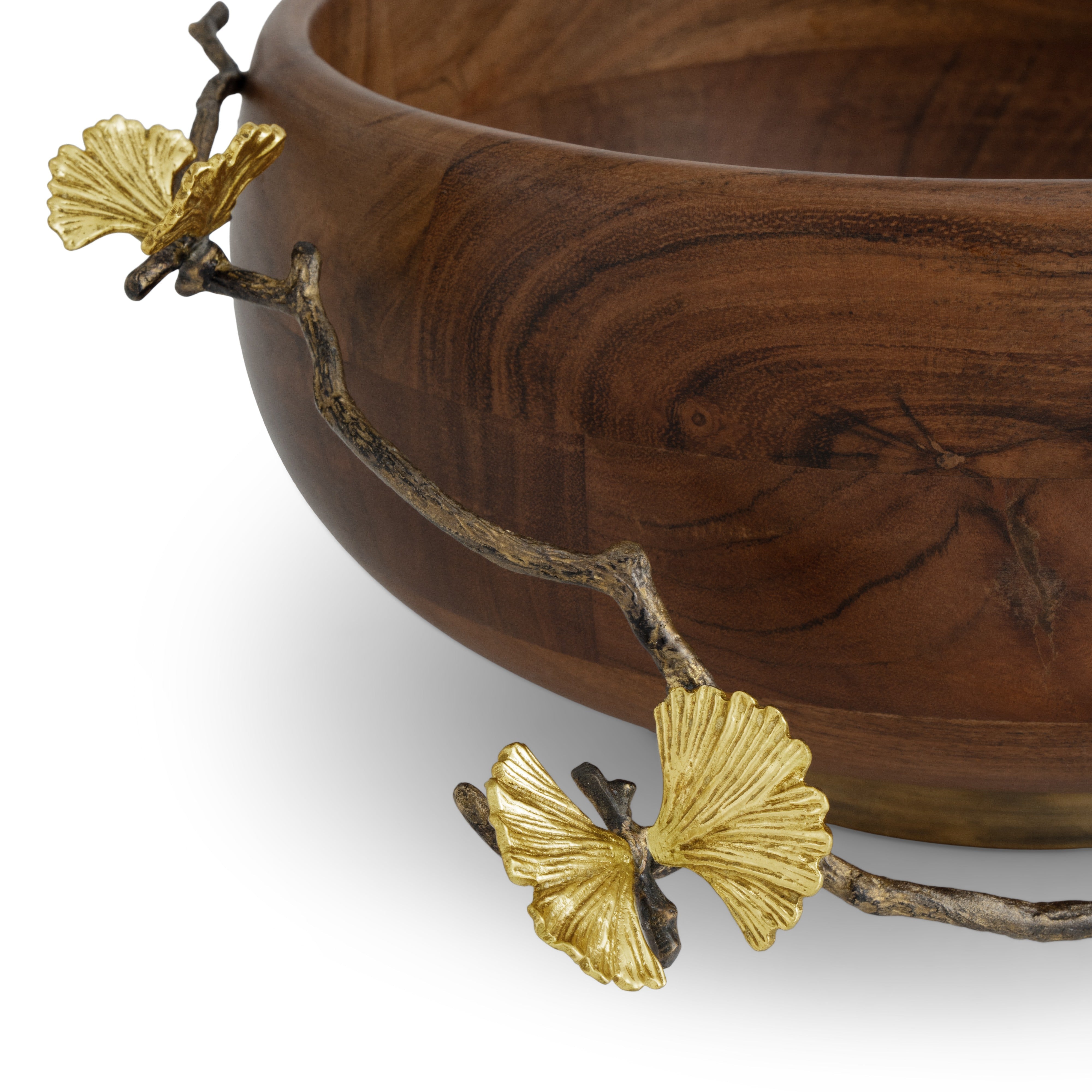 Handcrafted Ginkgo Wood Salad Bowl - Eco-Friendly Butterfly Design for Healthy Meals & Entertaining - Perfect for Salads, Fruits, and Party Serving