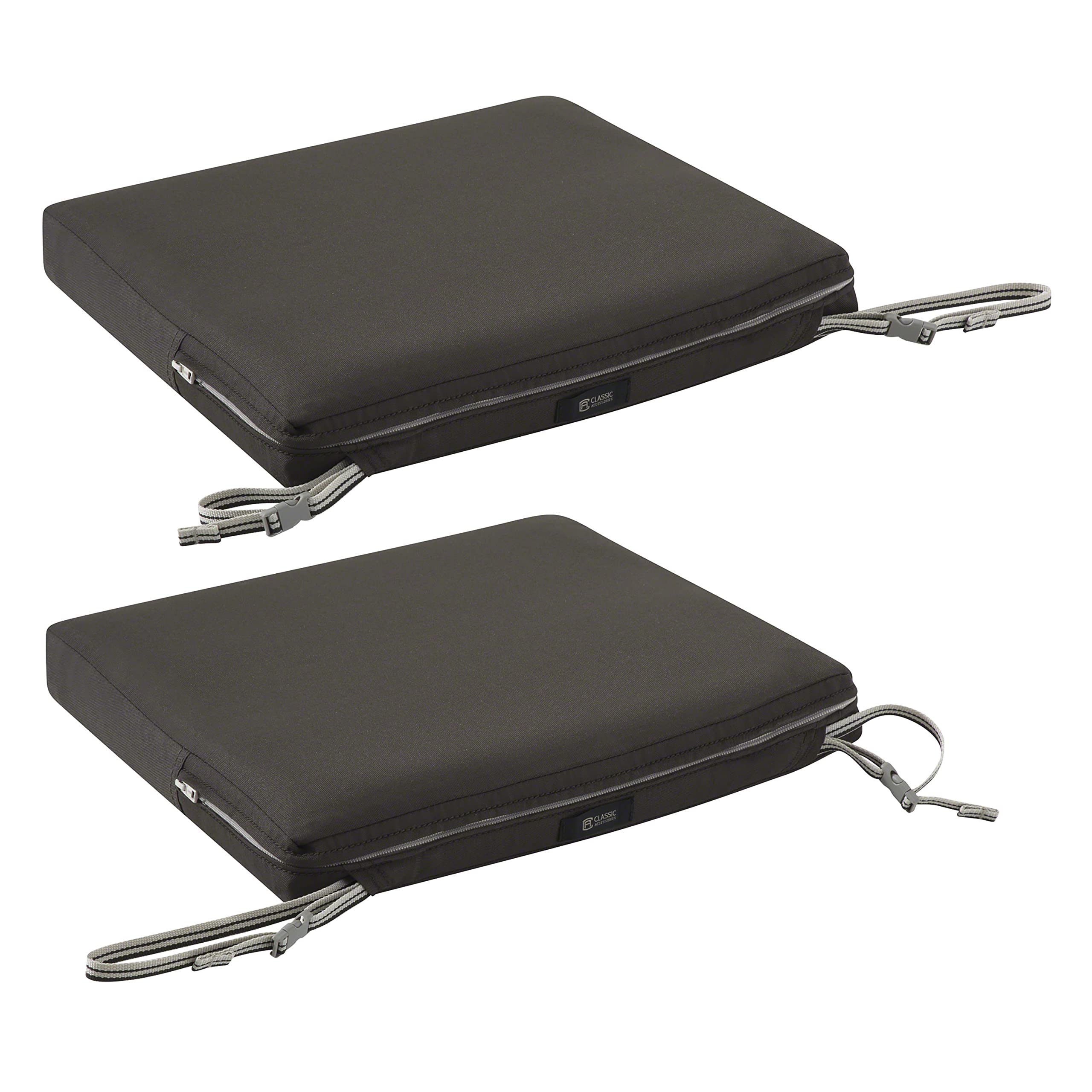 Classic Accessories Ravenna Water-Resistant 17x15x2 Inch Patio Seat Cushion in Espresso - Perfect for Outdoor Chairs, Loungers, and Garden Furniture