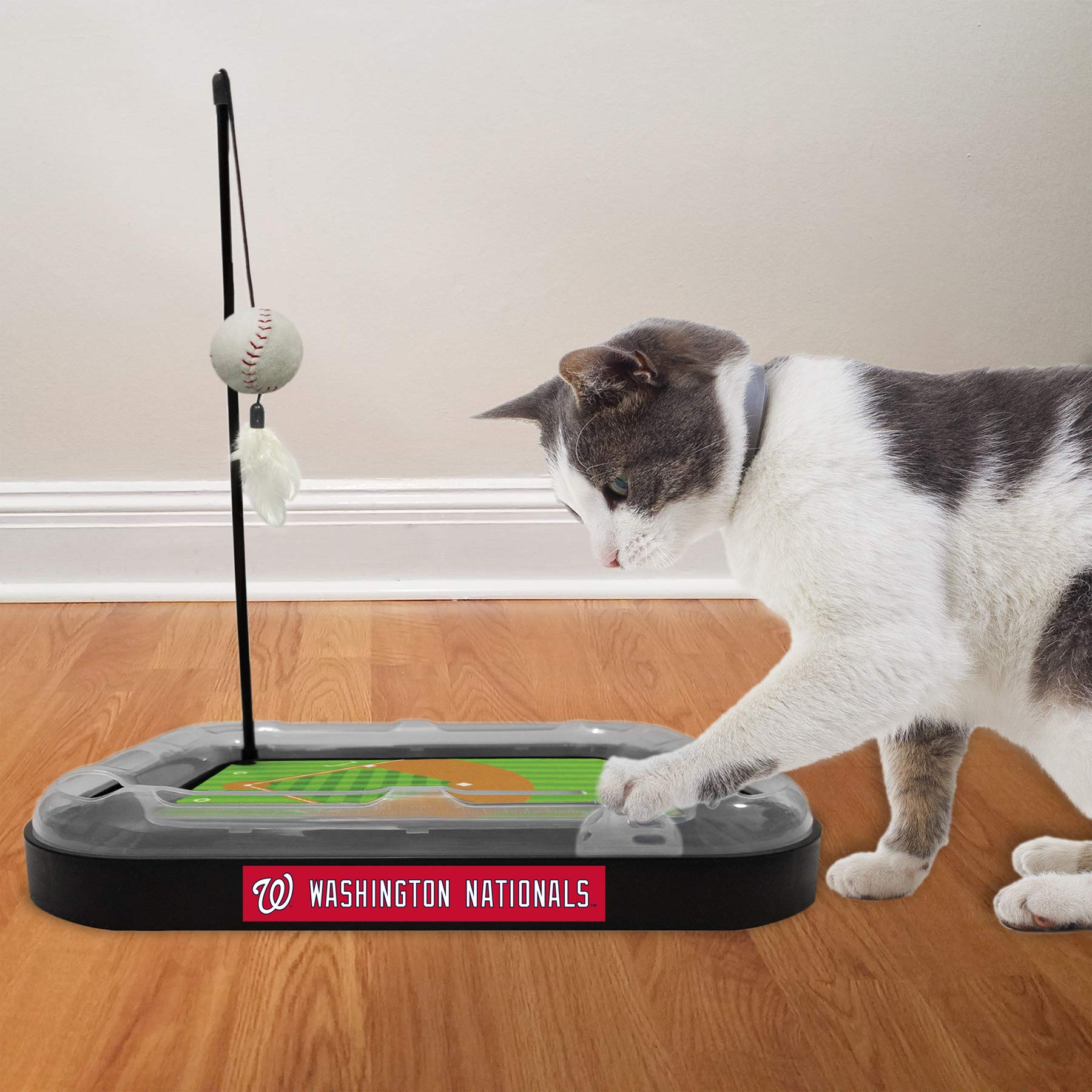 **Washington Nationals MLB Cat Scratching Toy - 5-in-1 Interactive Cat Scratcher with Ball Bell, Catnip Plush Baseball & Feather Wand – Perfect for Playtime & Training**    *(Use Case: Ideal for keeping cats entertained, promoting healthy scratching habits, and bonding with your pet through interactive play.)*