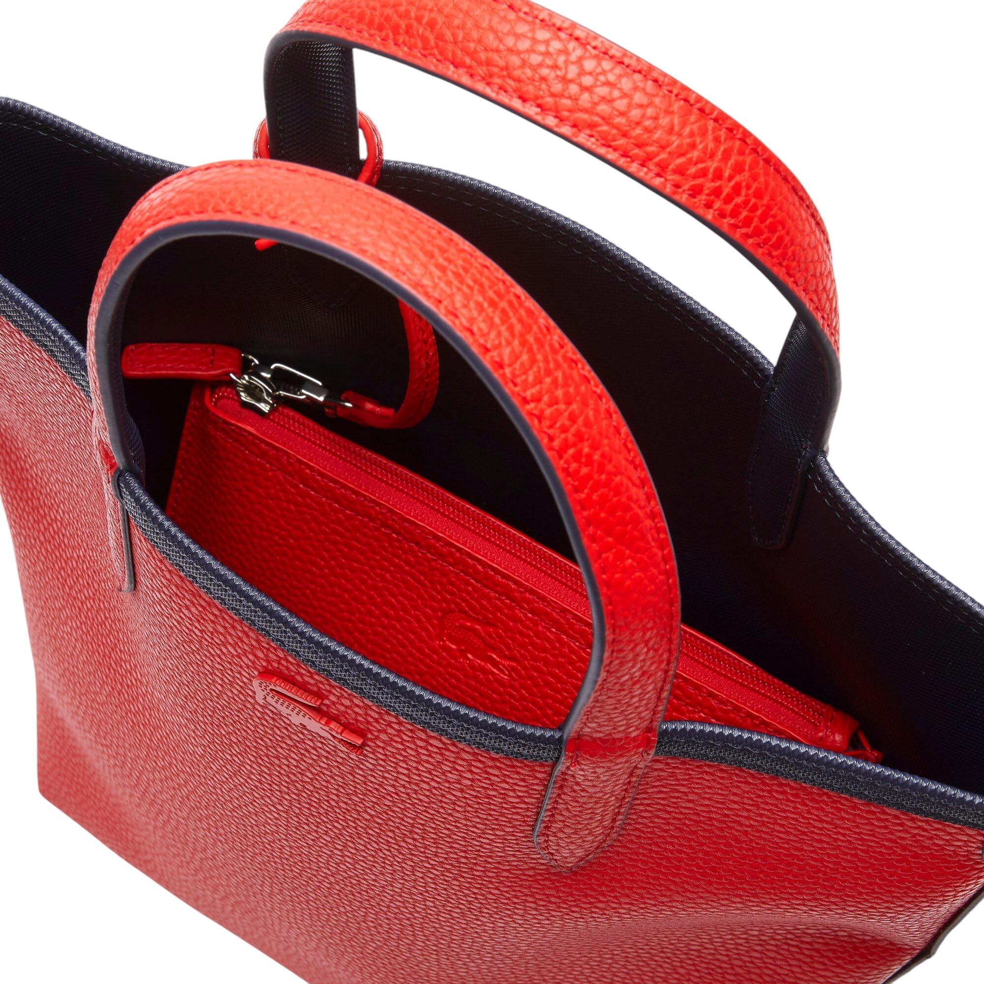 Lacoste Anna Reversible Coated Canvas Tote Bag with Detachable Pouch - Stylish Women's Handbag for Work, Travel & Shopping