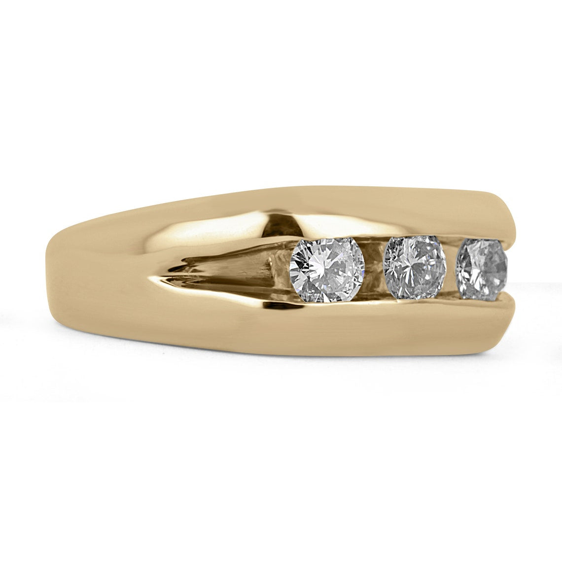1.32tcw Natural Diamond Three Stone Men's 14K Gold Wedding Band Ring - Perfect for Engagement, Anniversary & Special Occasions