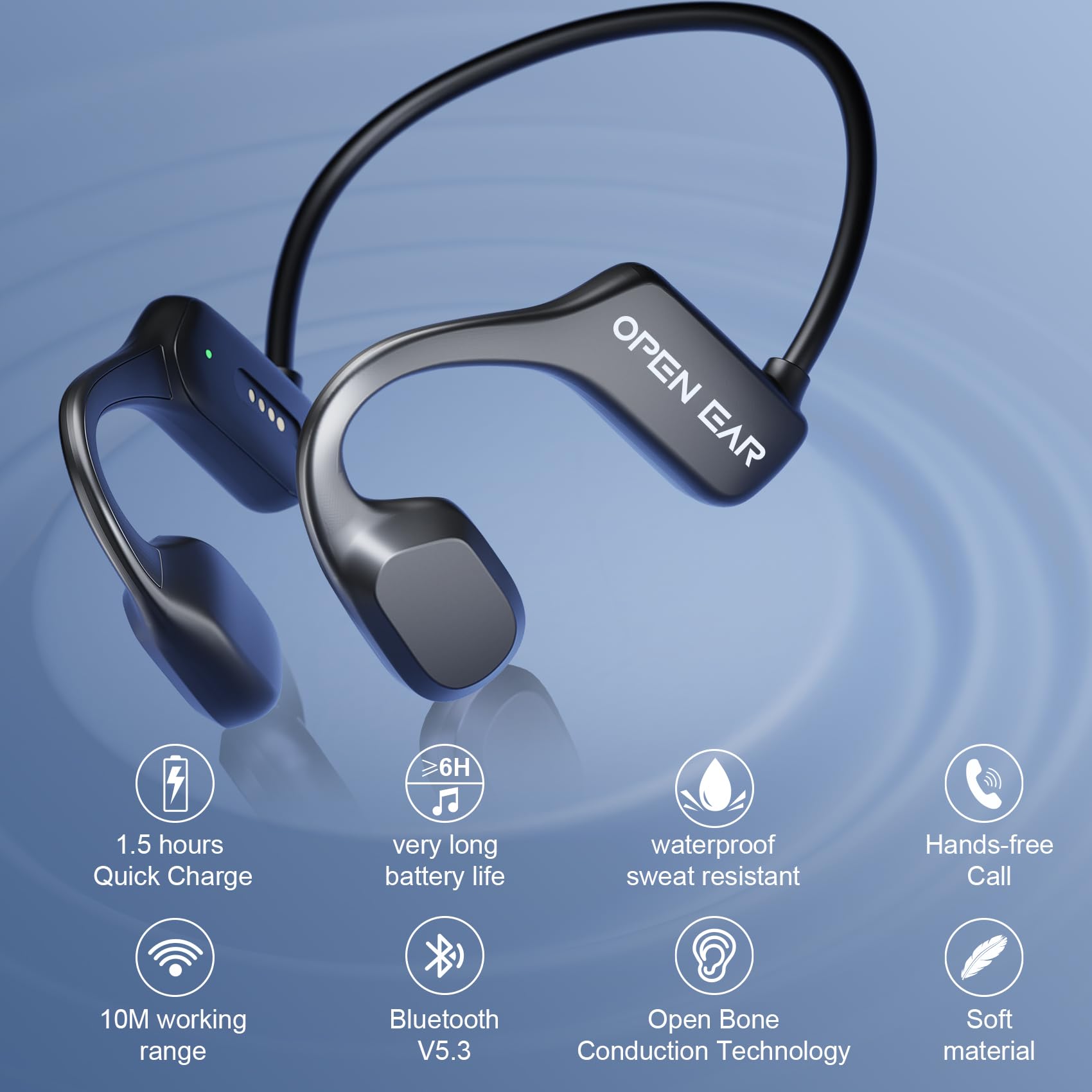 Bone X1 AI Translator Earbuds - Bluetooth 5.2 Bone Conduction Headphones with Real-Time 134 Language Translation, IP65 Waterproof Sport Headset for Travel, Business Meetings, Gym Workouts & Language Learning
