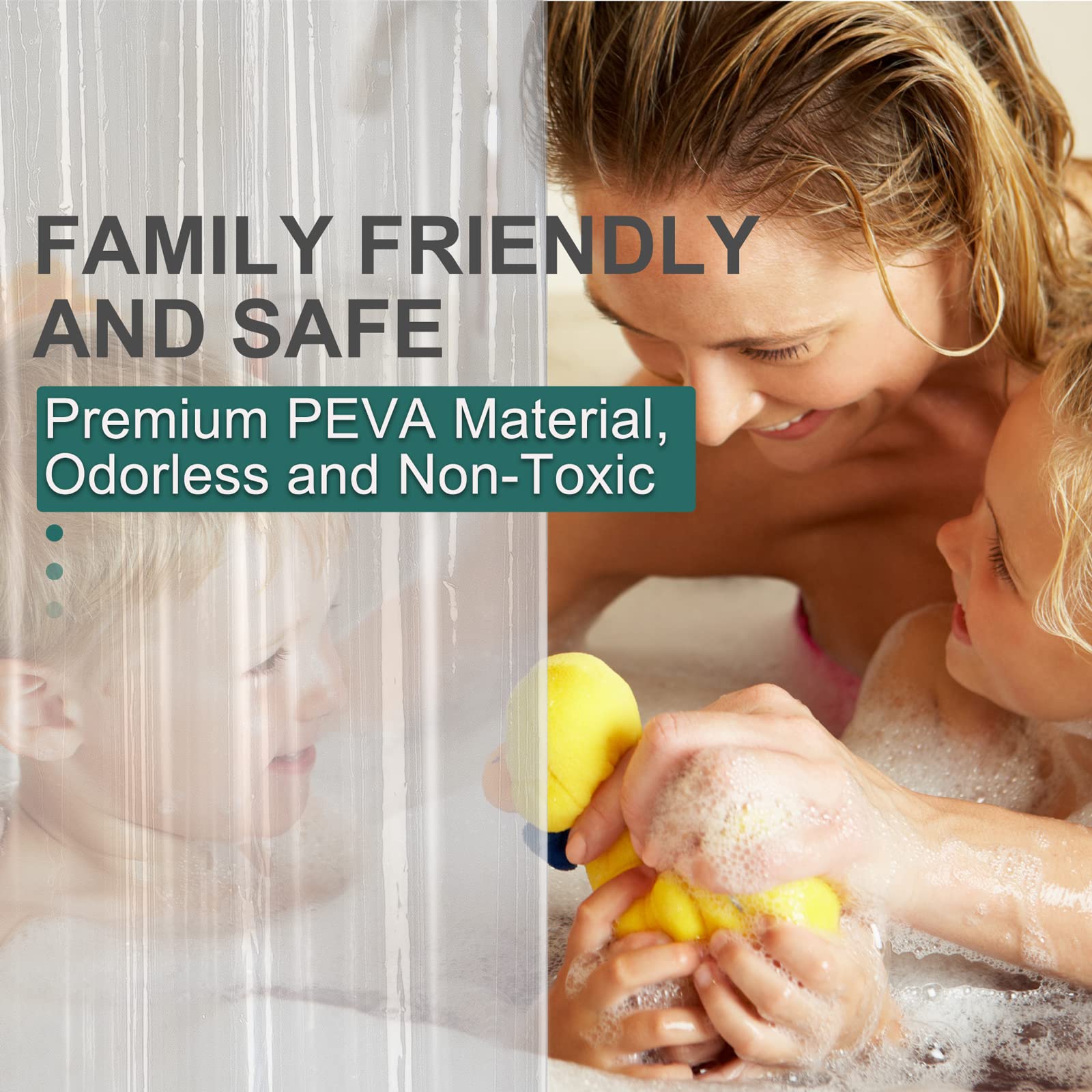 AmazerBath 36x72 Inch Heavy Duty Clear PEVA Shower Curtain - Waterproof Plastic Walk-in Shower Stall Liner with 2 Weighted Stones & 6 Grommet Holes - Perfect for Small Bathrooms, RV Showers & Apartment Bathrooms