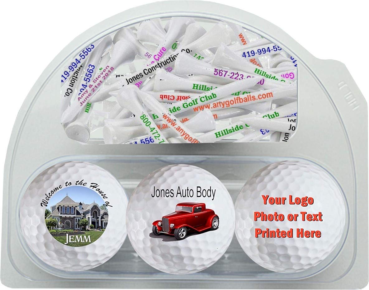 Custom Golf Balls with 20 Tees - Personalized Golf Gift Set for Men & Women - Perfect for Birthdays, Tournaments & Corporate Events