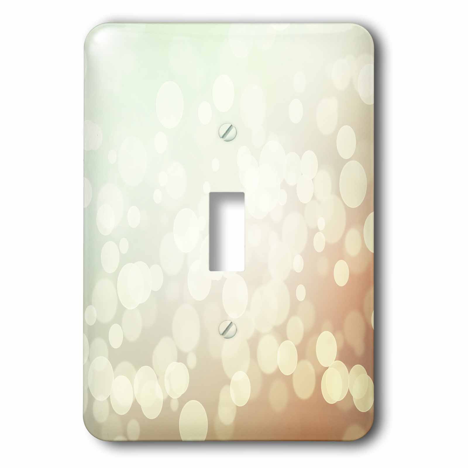3D Rose White Blue Light Pink Bokeh Sparkle Single Toggle Switch Plate - Decorative Wall Plate Cover for Bedroom, Living Room, Office Decor