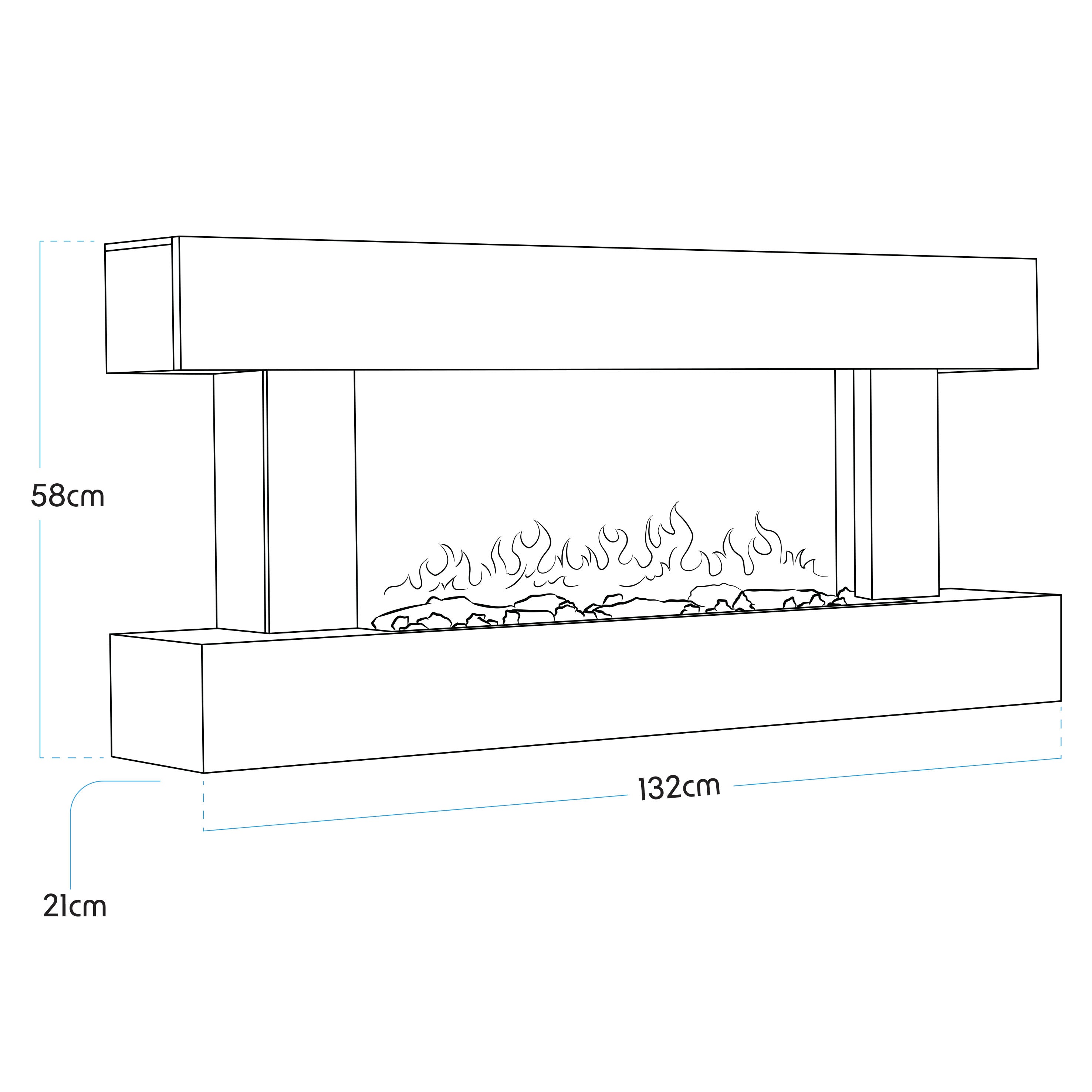 Baridi 52 Inch Electric Fireplace Wall Mounted with Realistic LED Flame Effects - Grey DH112 - Perfect for Living Room, Bedroom & Office Heating & Ambiance