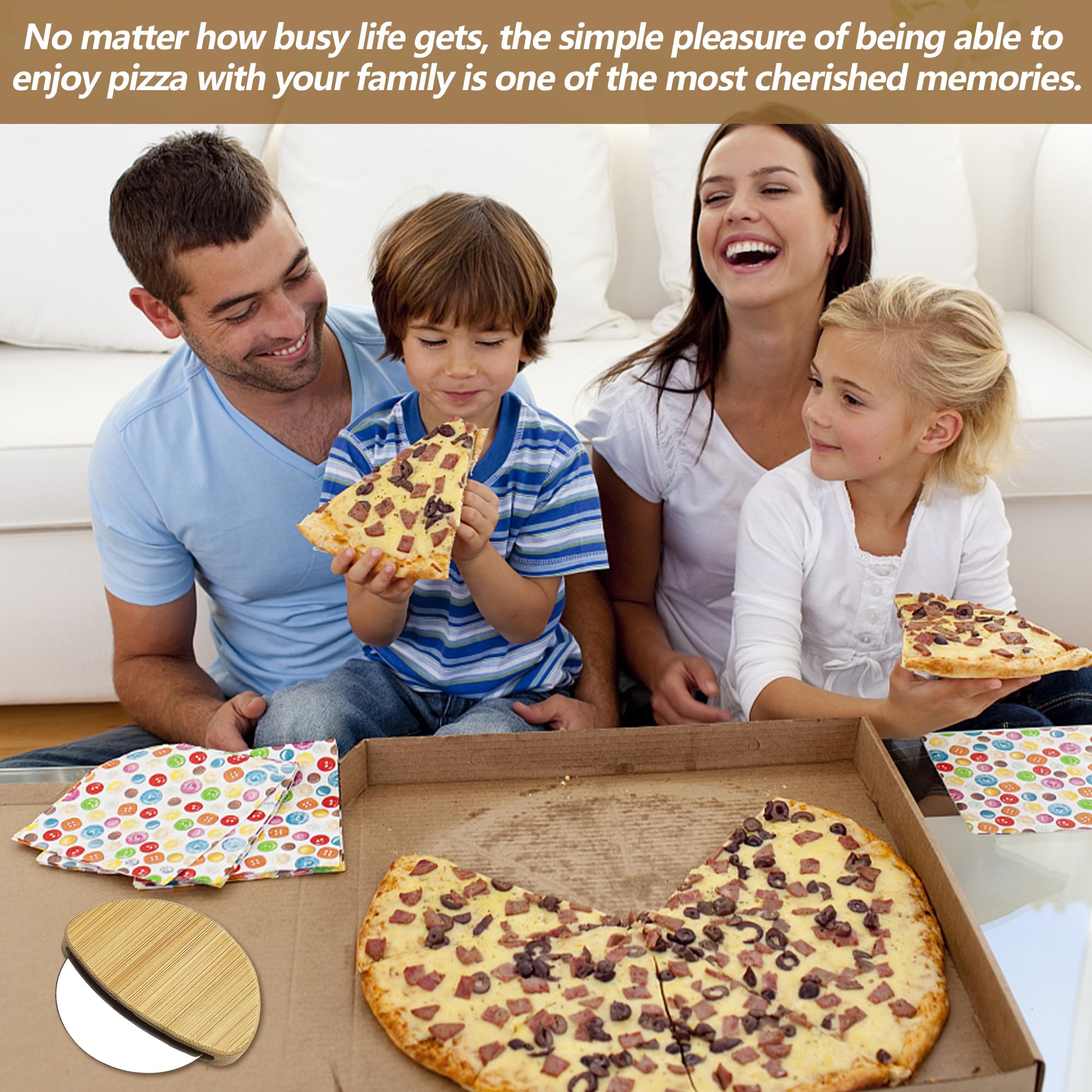 Premium Wooden Handle Pizza Cutter Wheel - Ultra Sharp Stainless Steel Blade with Removable Design - Easy Clean Pizza Slicer with Protective Case - Perfect for Home Kitchens, Pizza Parties & Restaurant Use