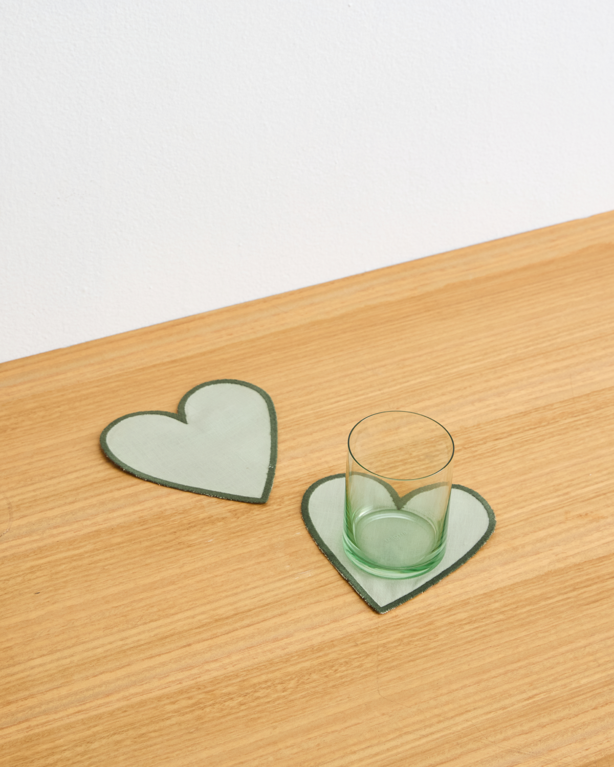 Sage & Olive 100% French Flax Linen Heart Coasters Set of 2 - Elegant Drink Coasters for Coffee Table, Dining Table & Home Decor - Perfect for Valentine's Day, Weddings & Romantic Gifts