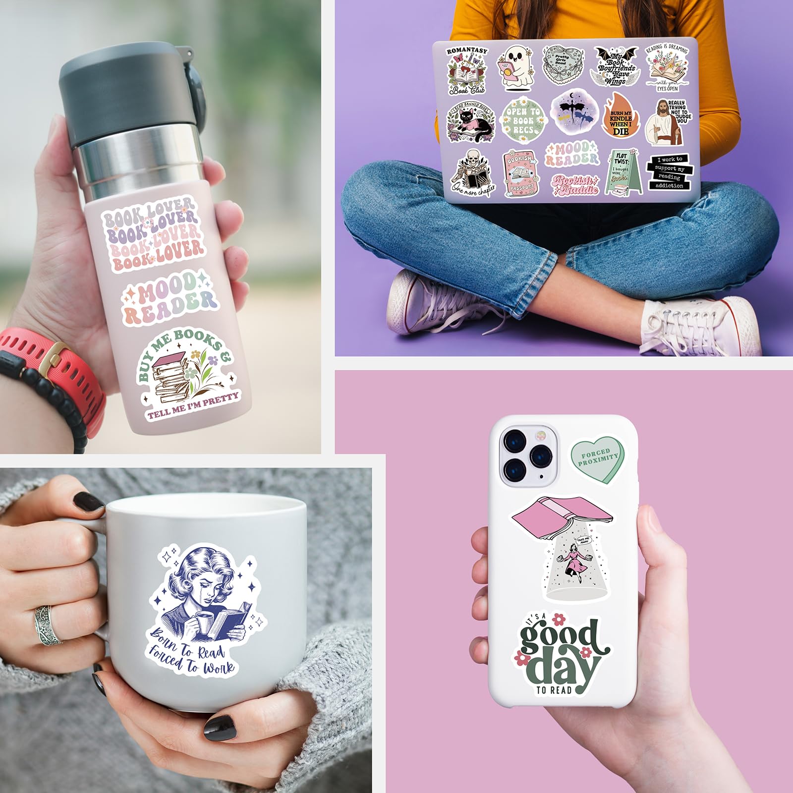 150 PCS Holographic Book Stickers for Kindle & Laptops - Waterproof Vinyl Decals for Ebook Readers, Water Bottles, Journals & Scrapbooks - Perfect for Book Lovers, Reading Enthusiasts & Booktok Fans