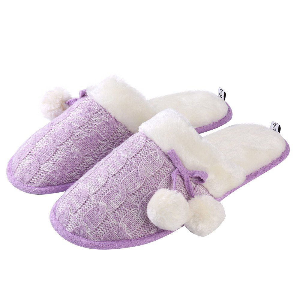 Women's Memory Foam Knit Slippers - Soft Indoor House Shoes with Breathable Weave Design for Home, Bedroom & Lounge Comfort (Pink/Blue/Gray) - Cozy Footwear for Relaxing, Yoga & Cold Winter Nights