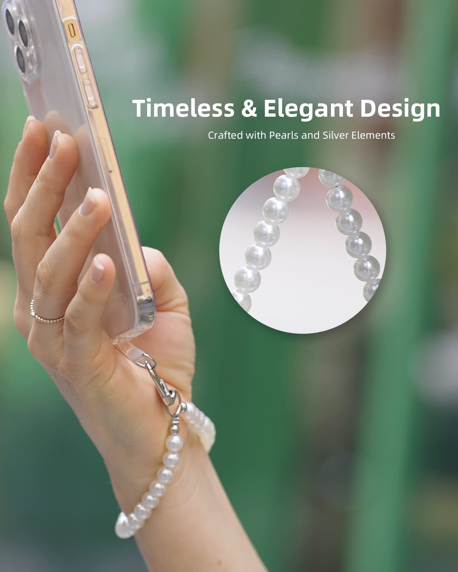 Amayo Universal Phone Lanyard - 8mm White Beaded Strap Compatible with All Smartphones & Phone Cases - Perfect for Work, Travel, and Hands-Free Convenience