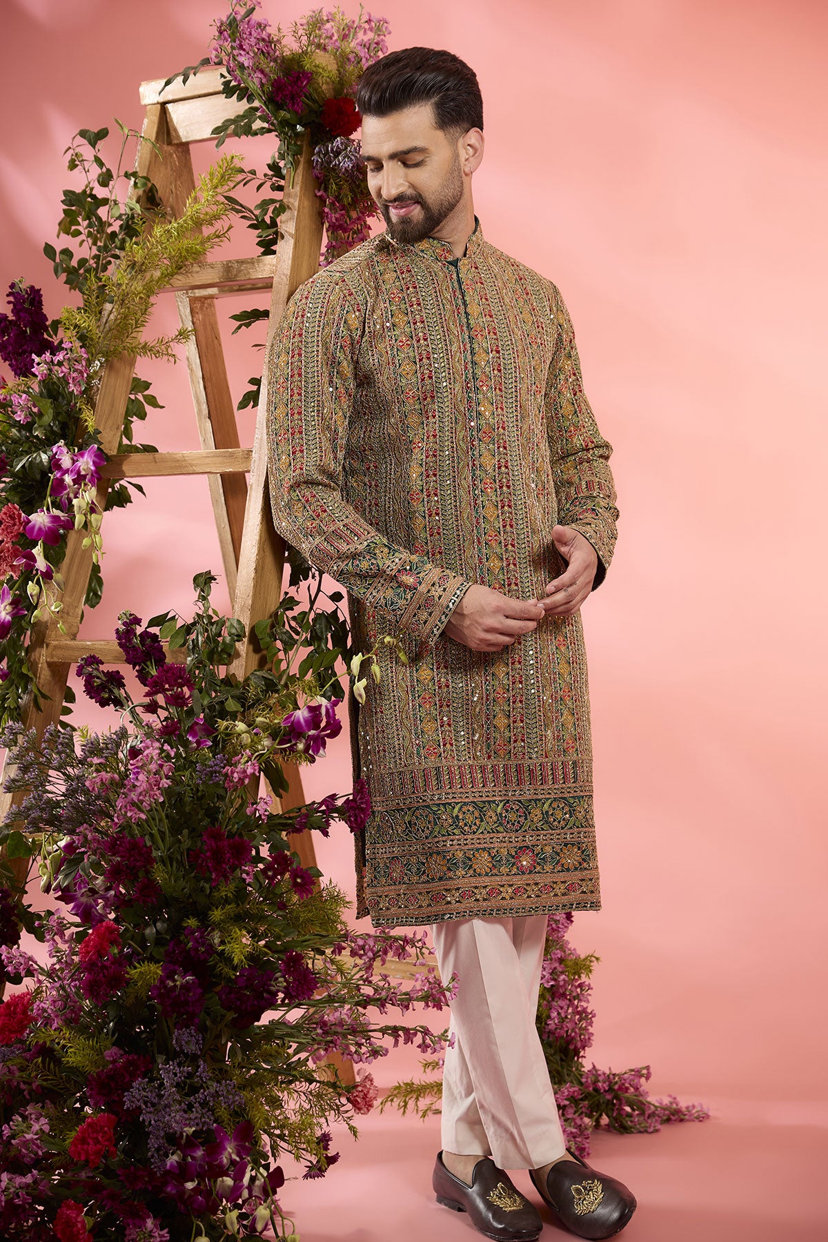 Elegant Multi-Colored Georgette Zari Work Kurta for Women - Perfect for Festivals, Weddings & Ethnic Parties