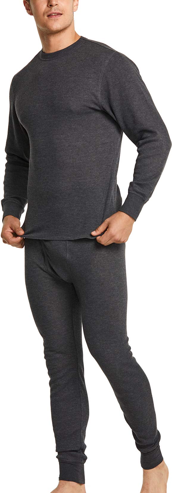 CQR Men's Thermal Underwear Set - Midweight Waffle Knit Long Johns with Fly Opening | Winter Warm Base Layer for Cold Weather | Perfect for Skiing, Hiking & Outdoor Activities