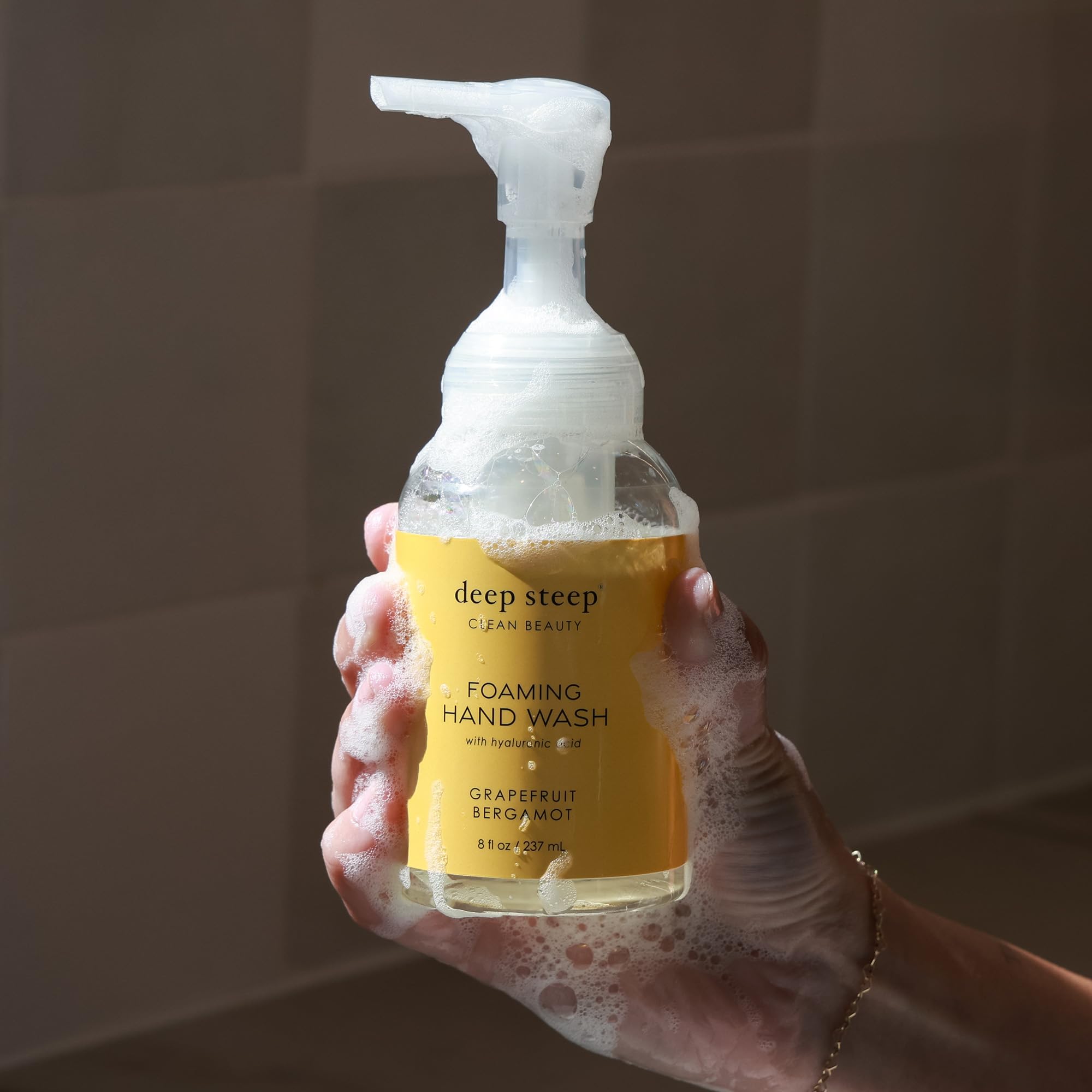 Deep Steep Foaming Hand Wash 8oz - Grapefruit Bergamot Scent | Natural Moisturizing Hand Soap | Refreshing Citrus Aroma for Bathroom, Kitchen & Office Use