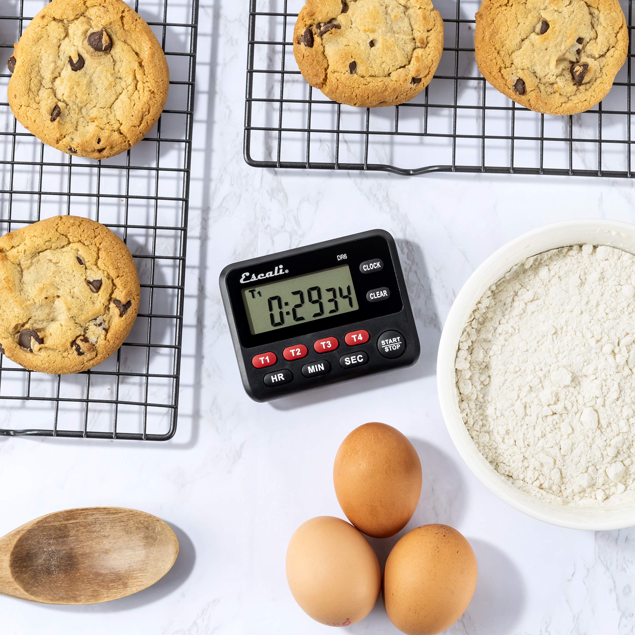 Escali Multi-Function Digital Kitchen Timer with Clock, Magnetic Back & Overtime Counter - Perfect for Cooking, Baking, Fitness & Classroom Activities