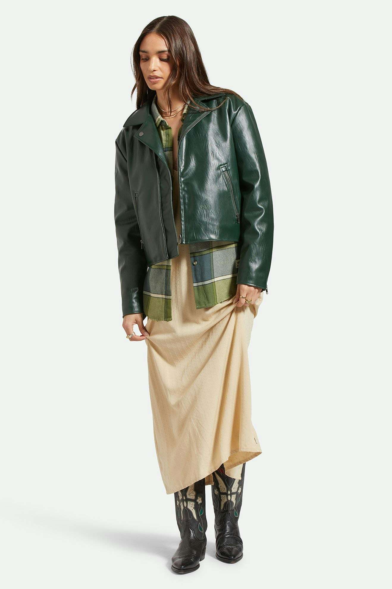 Premium Vegan Leather Motorcycle Jacket for Men & Women - Eco-Friendly Pine Needle Design - Perfect for Riding, Casual Wear & Outdoor Adventures