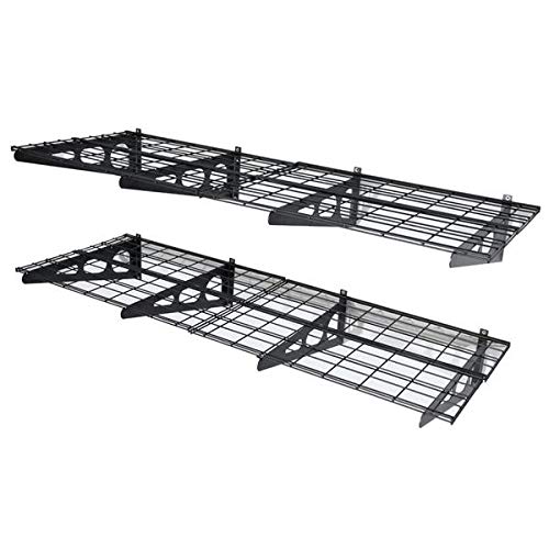 2PCS 2x6ft Heavy Duty Garage Shelving Units (182.8x60.9x10.2cm) - 500lbs Capacity Black Metal Wall Shelves for Garage Organization, Workshop Storage, Home Utility Rack - Perfect for Storing Tools, Car Supplies & Seasonal Items