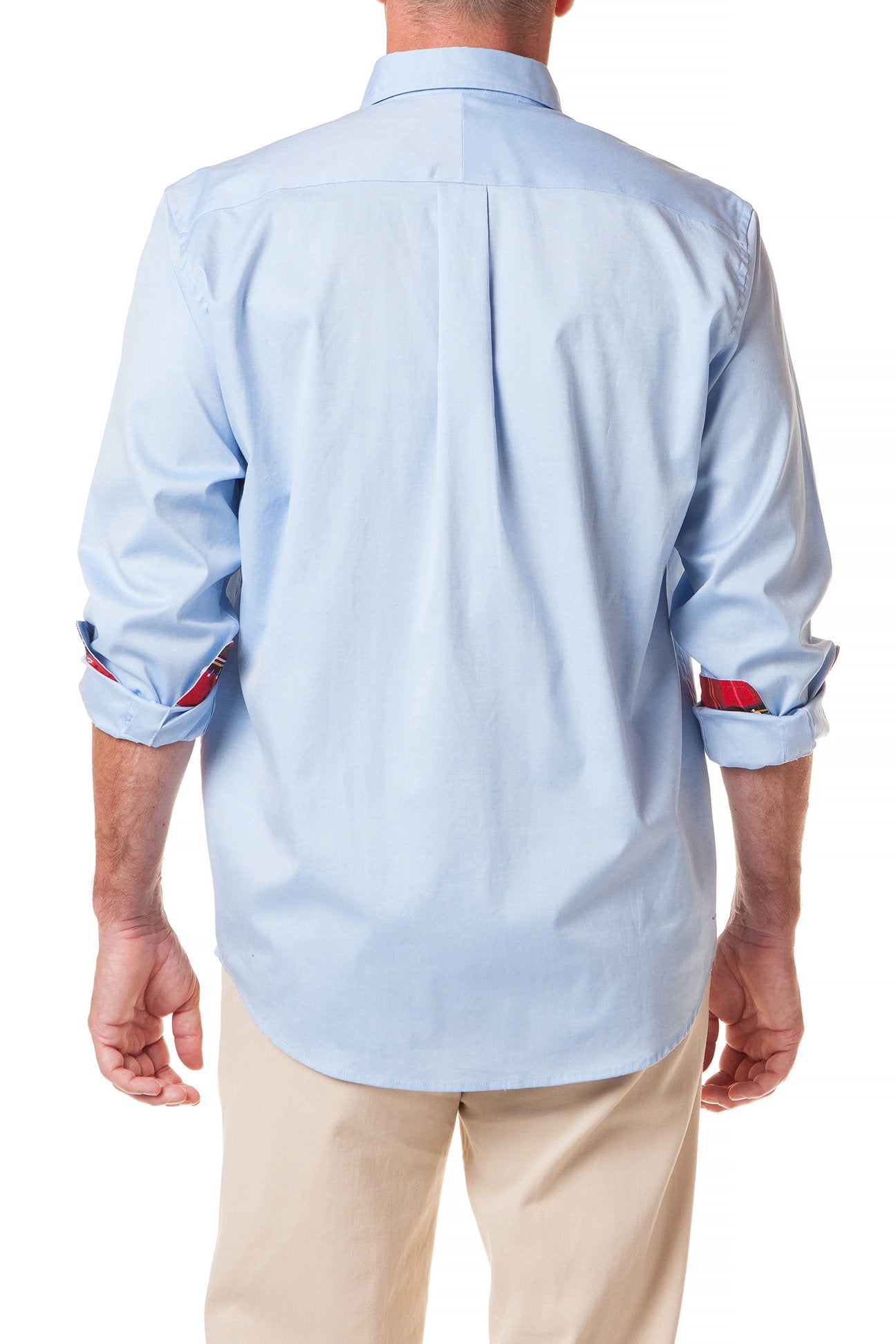 Royal Stewart Tartan Trim Blue Oxford Chase Shirt - Classic Men's Dress Shirt for Business, Office & Formal Occasions