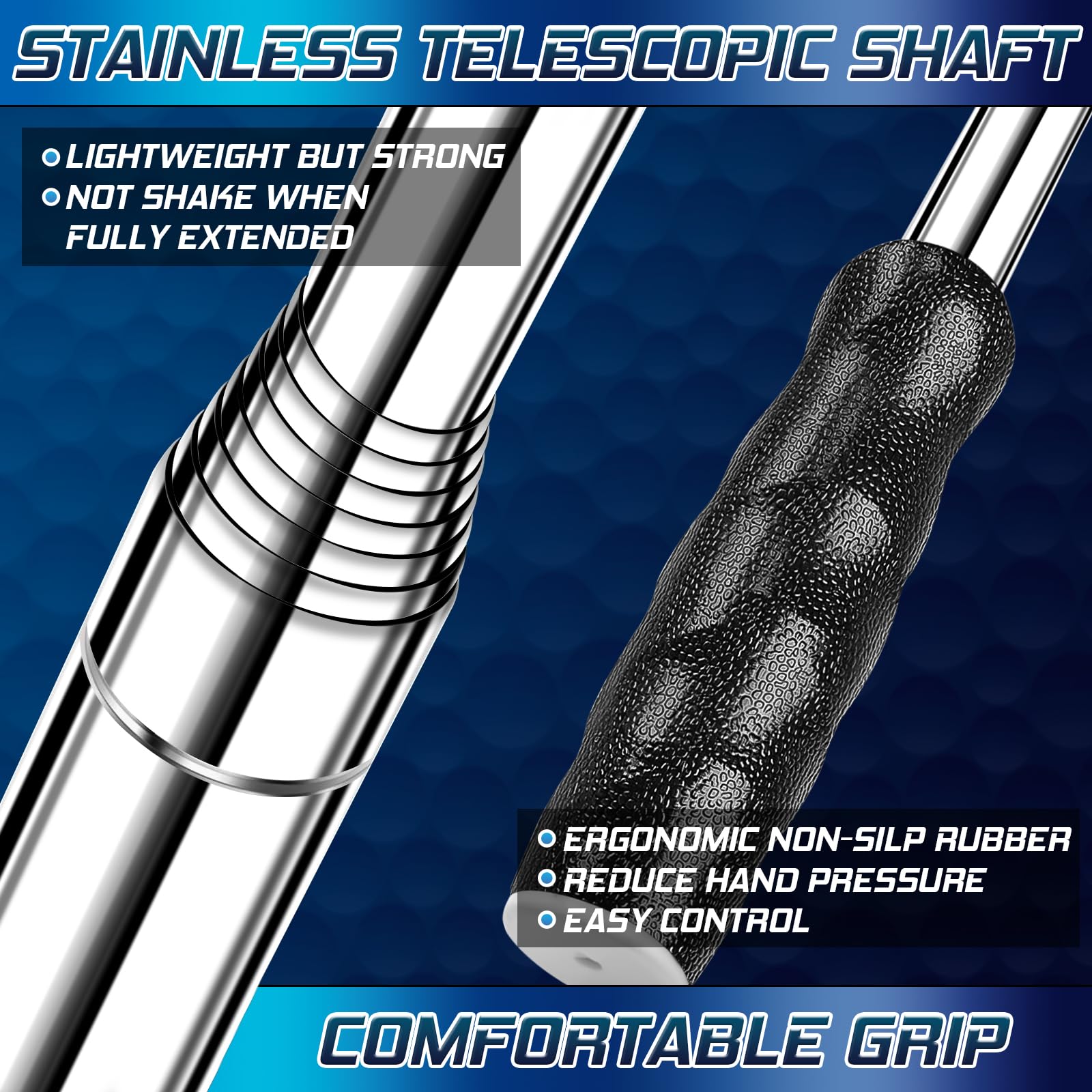 Premium 9ft Telescopic Golf Ball Retriever - Unbreakable Stainless Steel Head with Two-Sided Easy Grab Design | Perfect Water Hazard & Rough Terrain Ball Retrieval Tool | Great Golf Gift for Men | Ideal for Lakes, Ponds & Course Maintenance