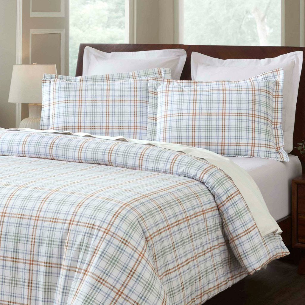 Soft Plaid Flannel Cotton Duvet Cover Set - Farmhouse Style Bedding for Cozy Winter Nights | Perfect for Guest Rooms & Cabin Retreats