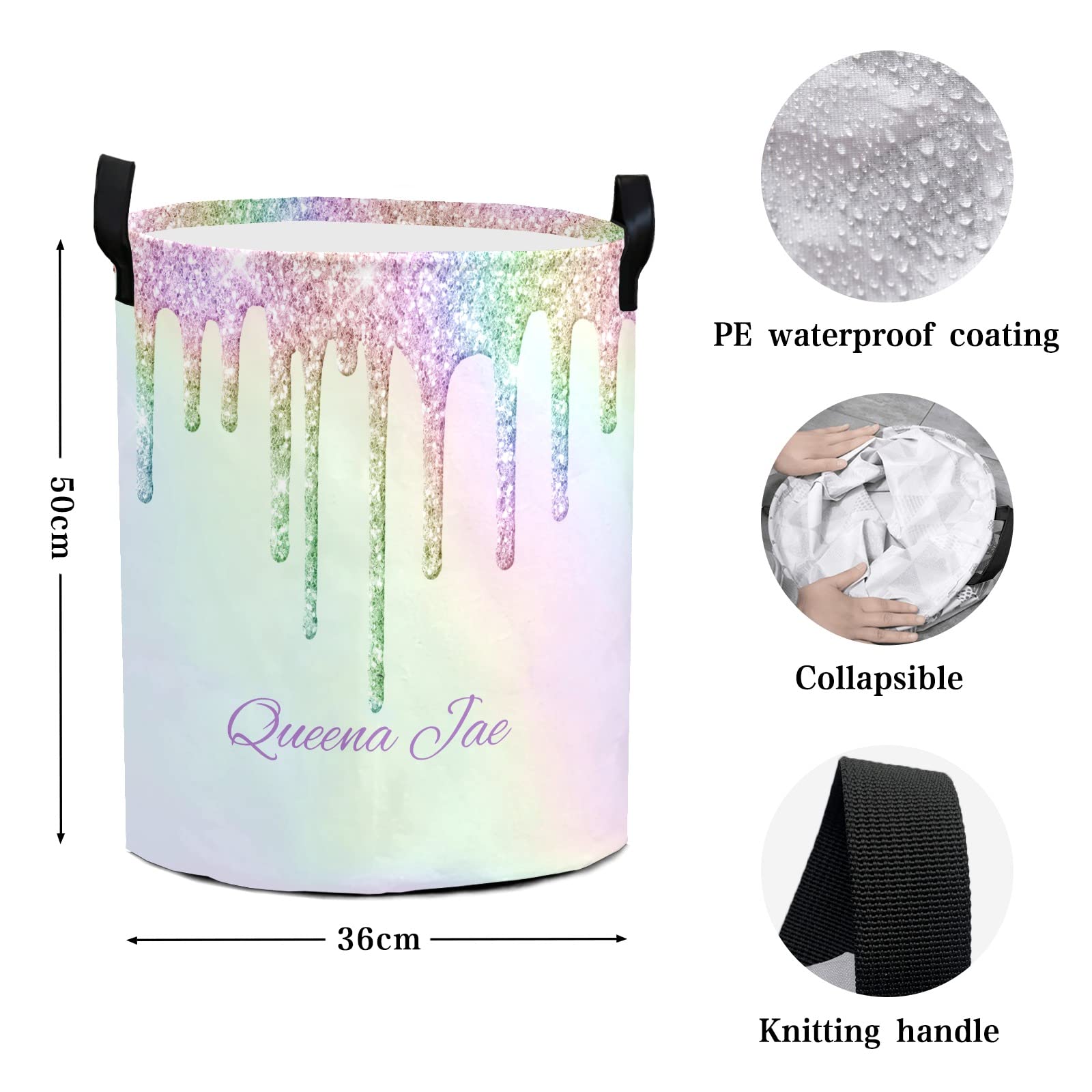 Holographic Glitter Storage Bin - Waterproof Oxford Fabric Laundry Hamper, Toy Organizer & Gift Basket for Bedroom, Nursery, Clothes Storage | Perfect for Baby Room, Toy Storage & Home Organization