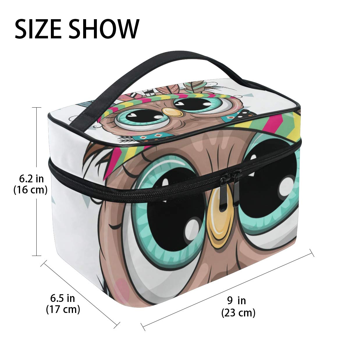 Cute Tribal Owl Makeup Bag - Large Capacity Cosmetic Organizer for Women Travel