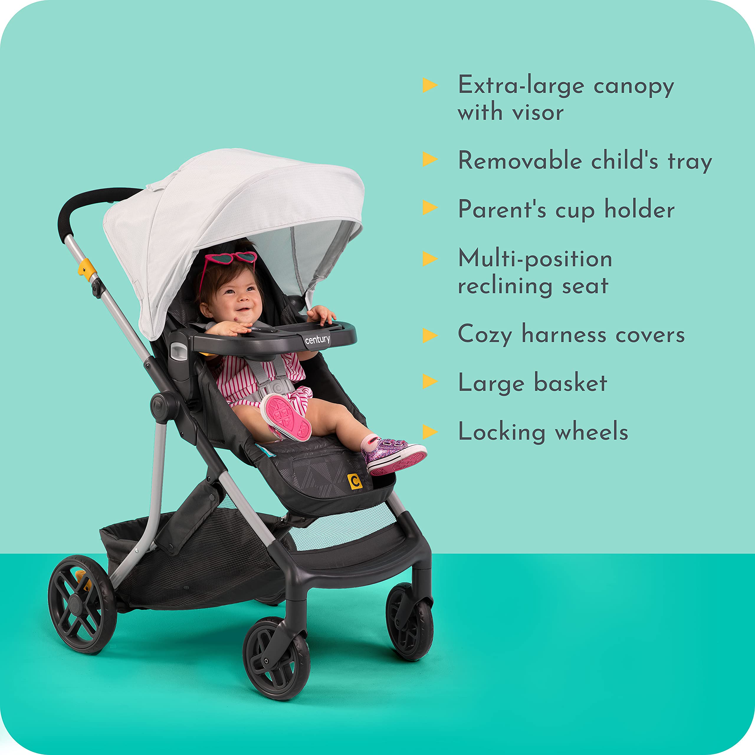 Century Modular Stroller - Lightweight, Adjustable Baby Stroller for Travel & Everyday Use | Perfect for Shopping, Walks & Outdoor Adventures